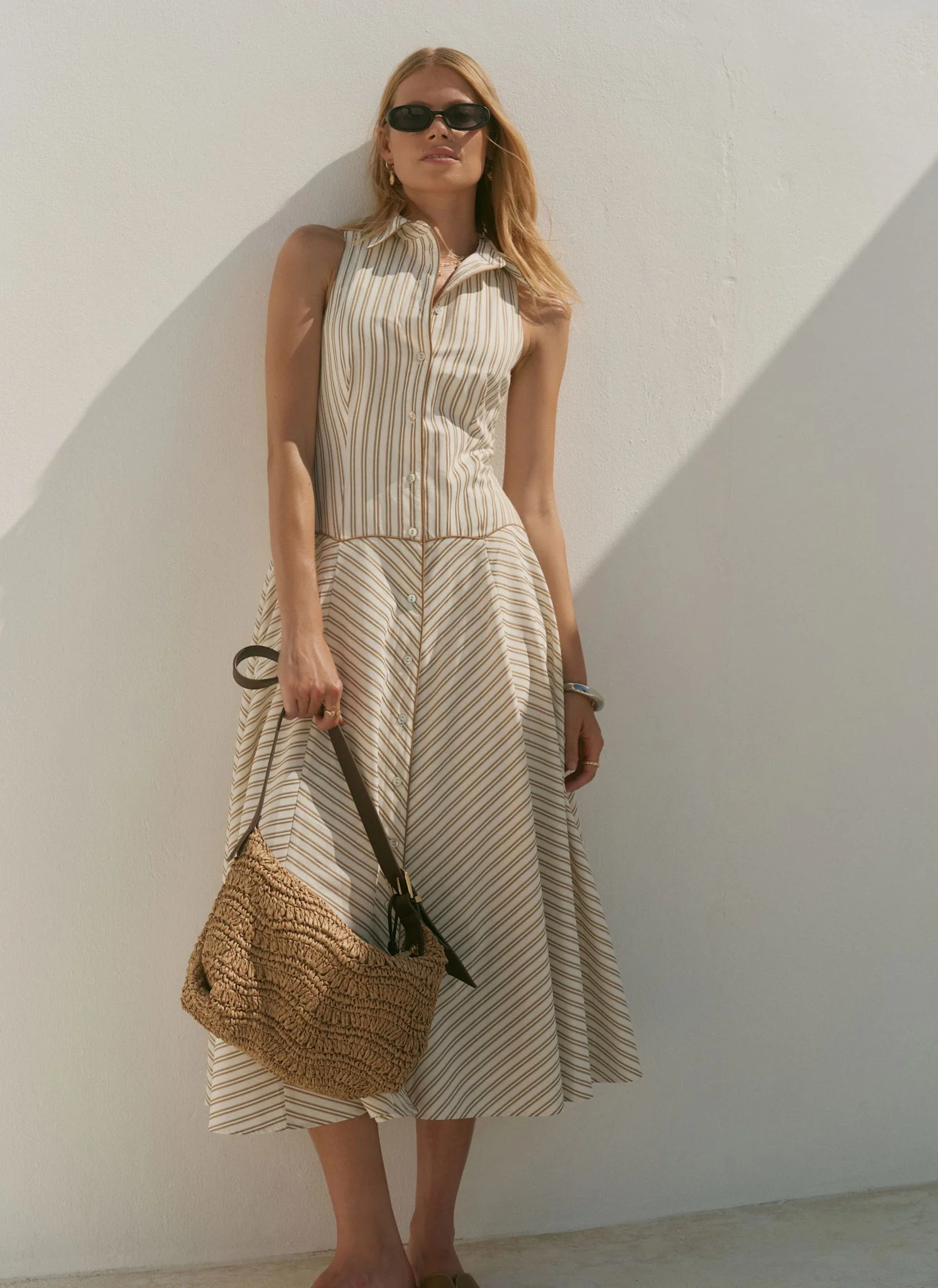 5786-neutral-cotton-blend-striped-midi-dress-5.webp Neutral Cotton Blend Striped Midi Dress