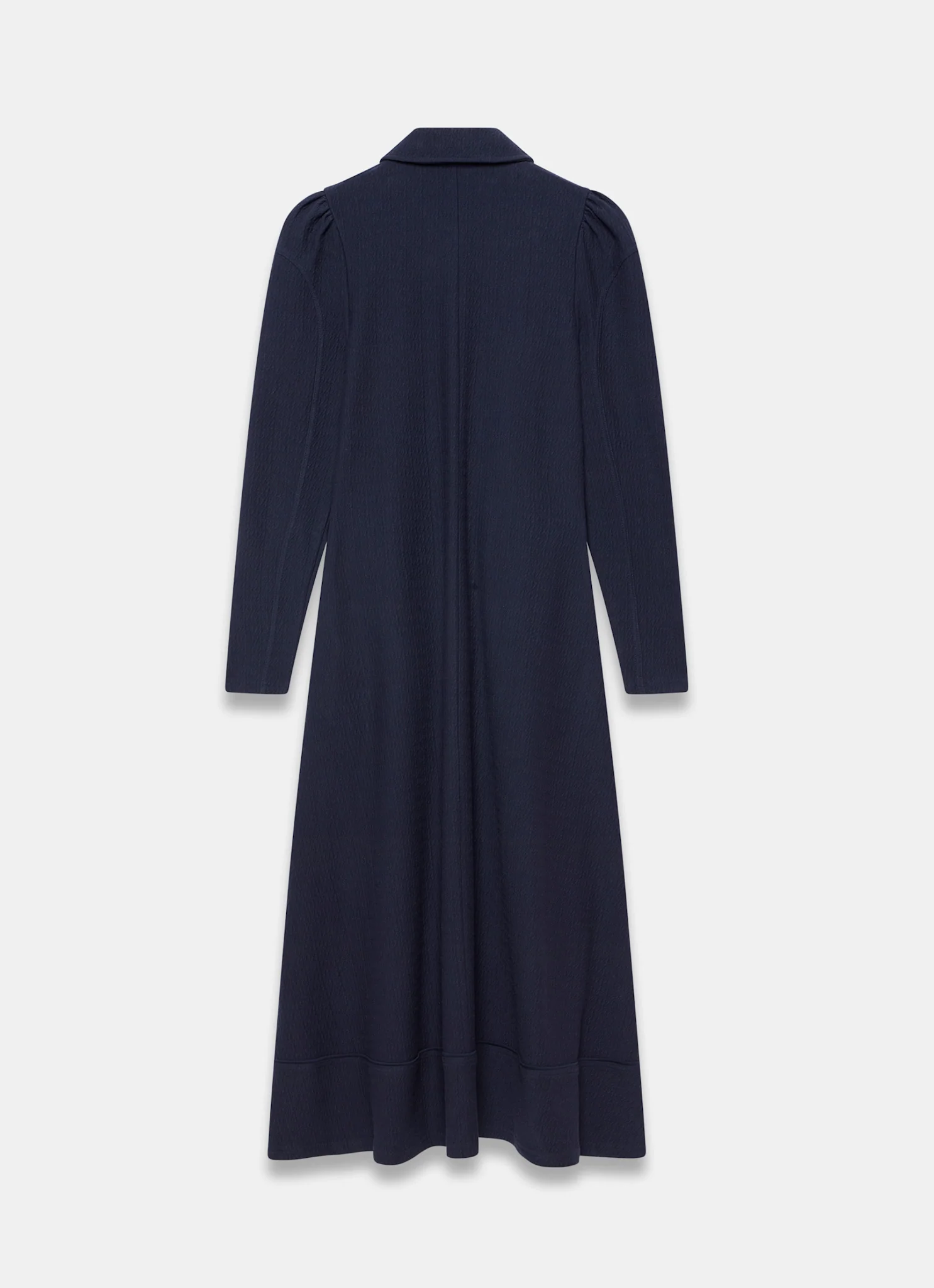 Navy Textured Zip Detail Midi Dress