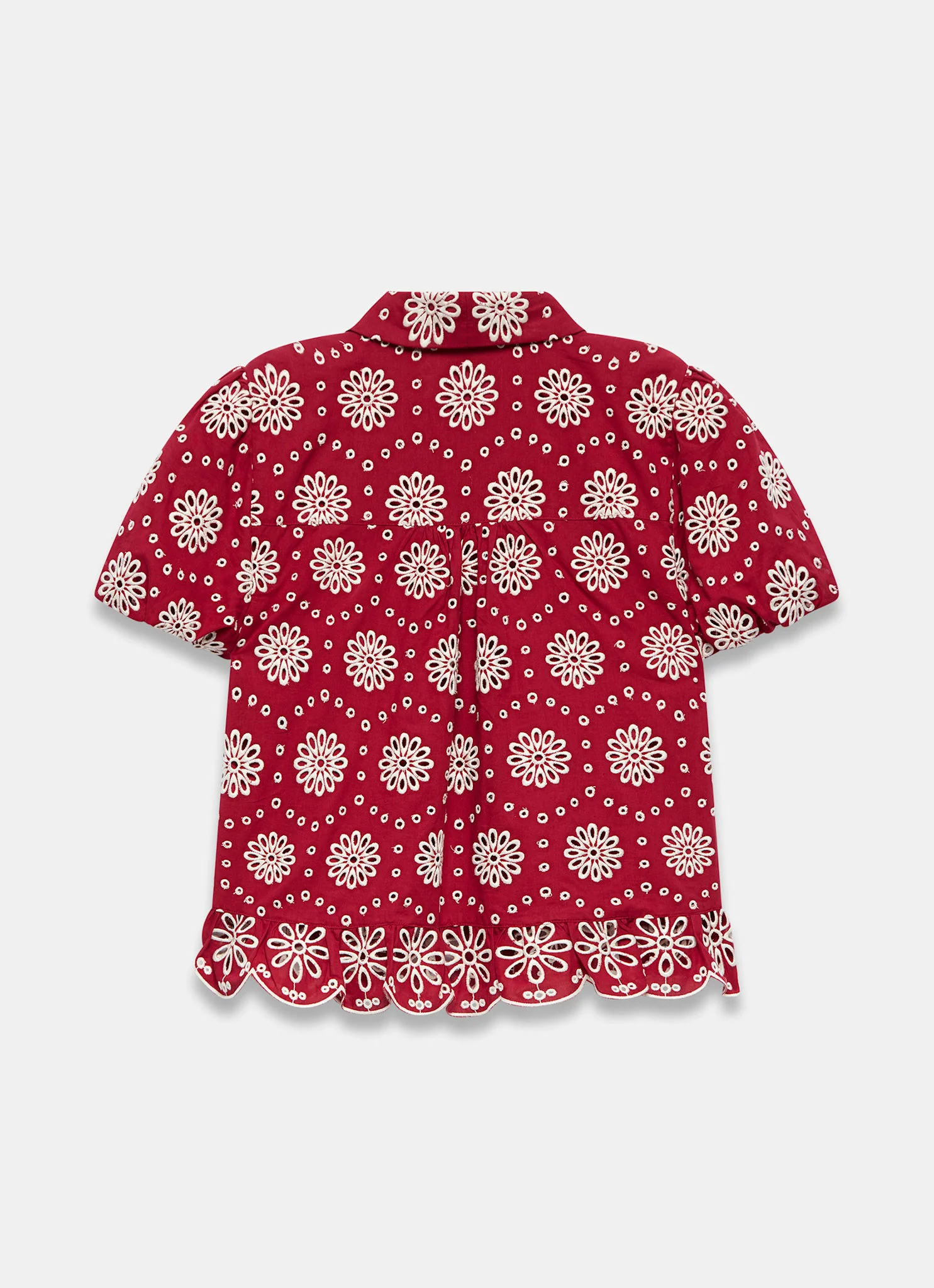 Red Cotton Broderie Shirt