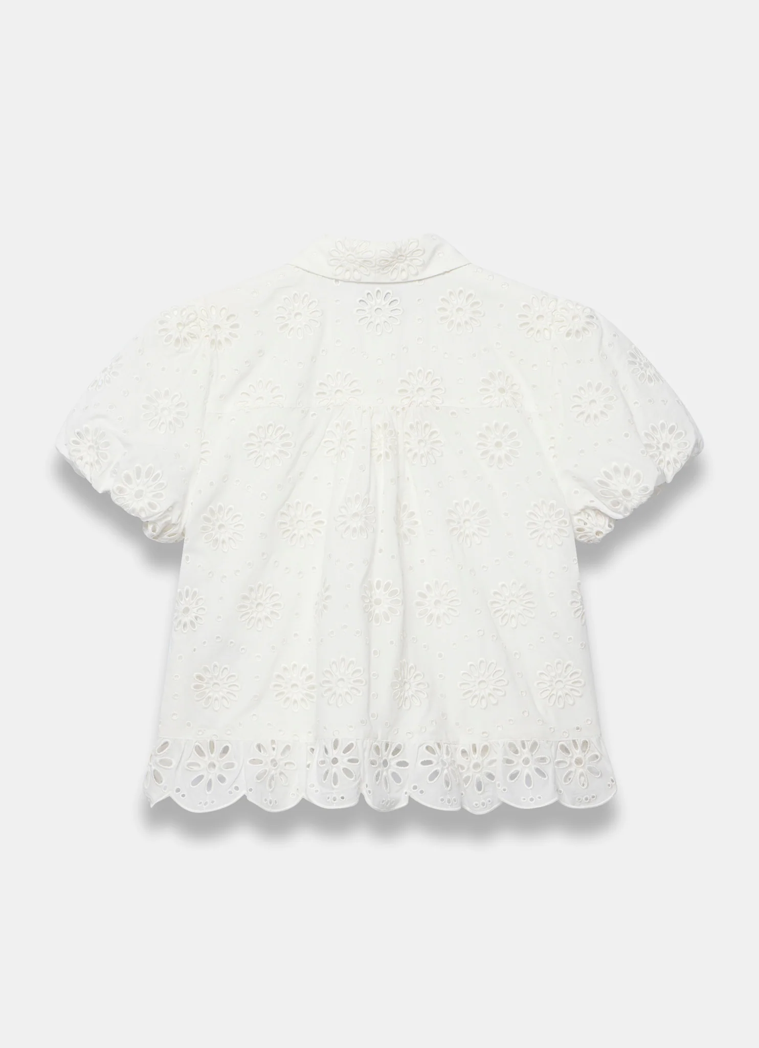 White Cotton Broderie Detail Shirt