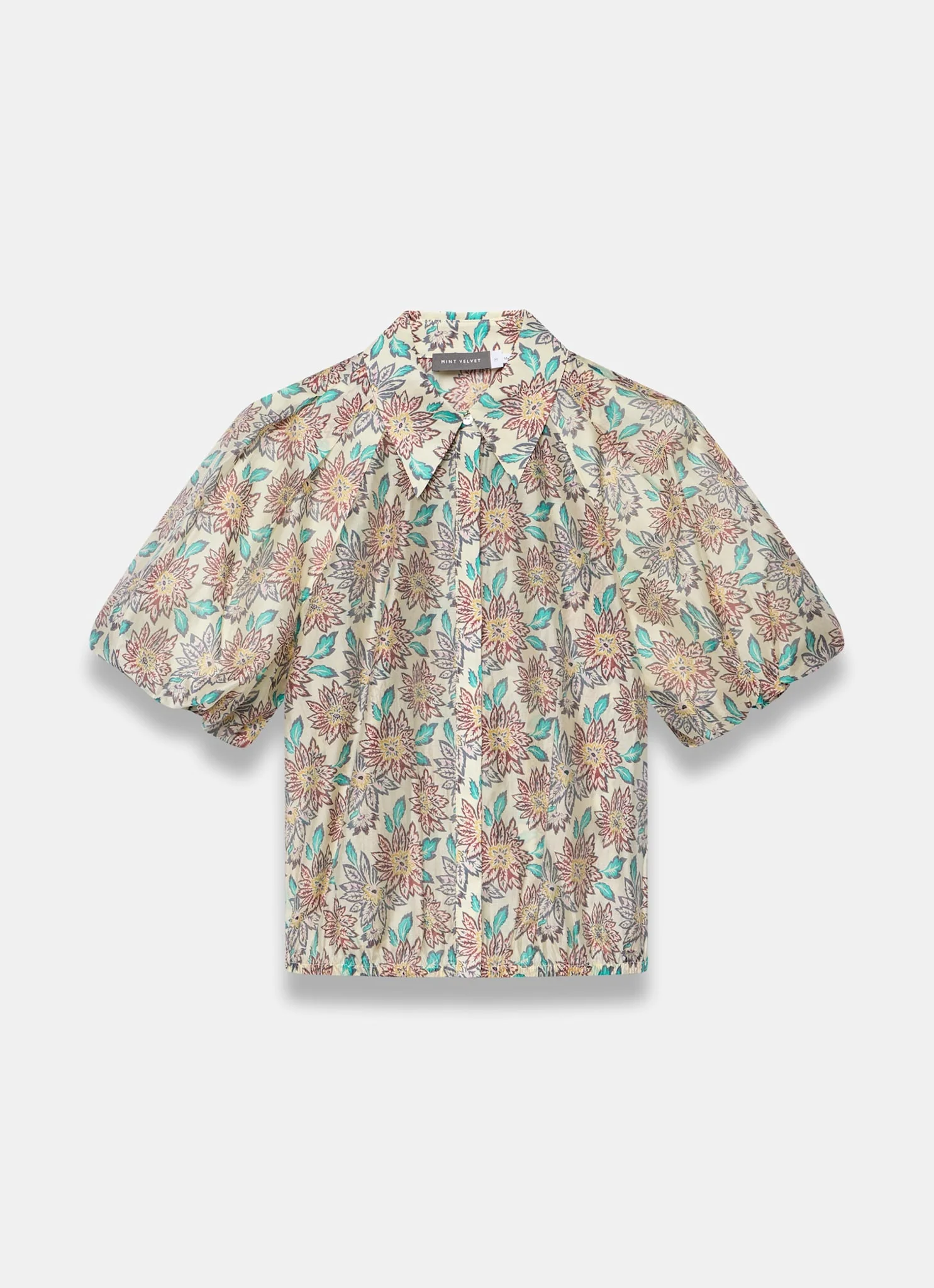 5886-green-floral-print-puff-sleeve-shirt-6.webp Green Floral Print Puff Sleeve Shirt