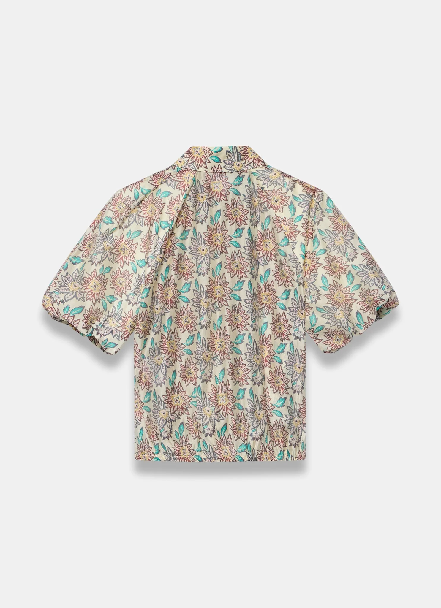 5886-green-floral-print-puff-sleeve-shirt-7.webp Green Floral Print Puff Sleeve Shirt