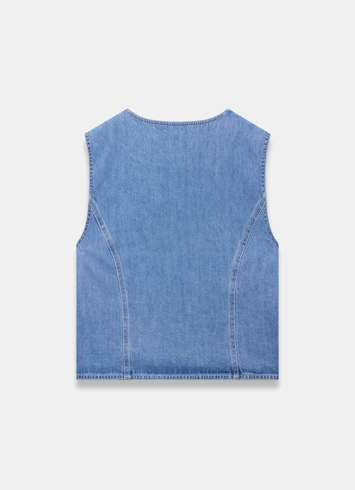 Indigo Denim Scallop Detail Waistcoat