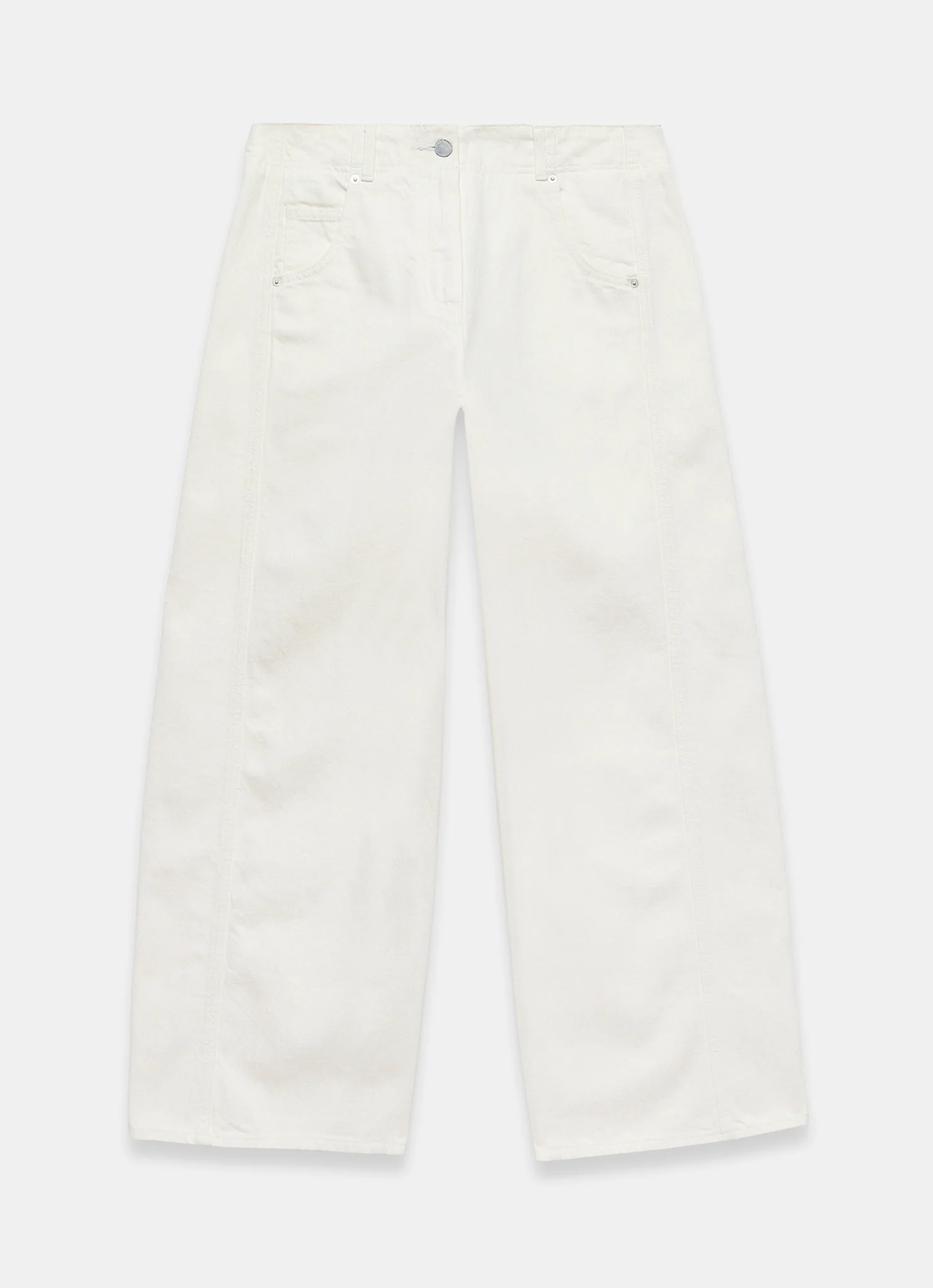 Cream Relaxed Wide Leg Jeans