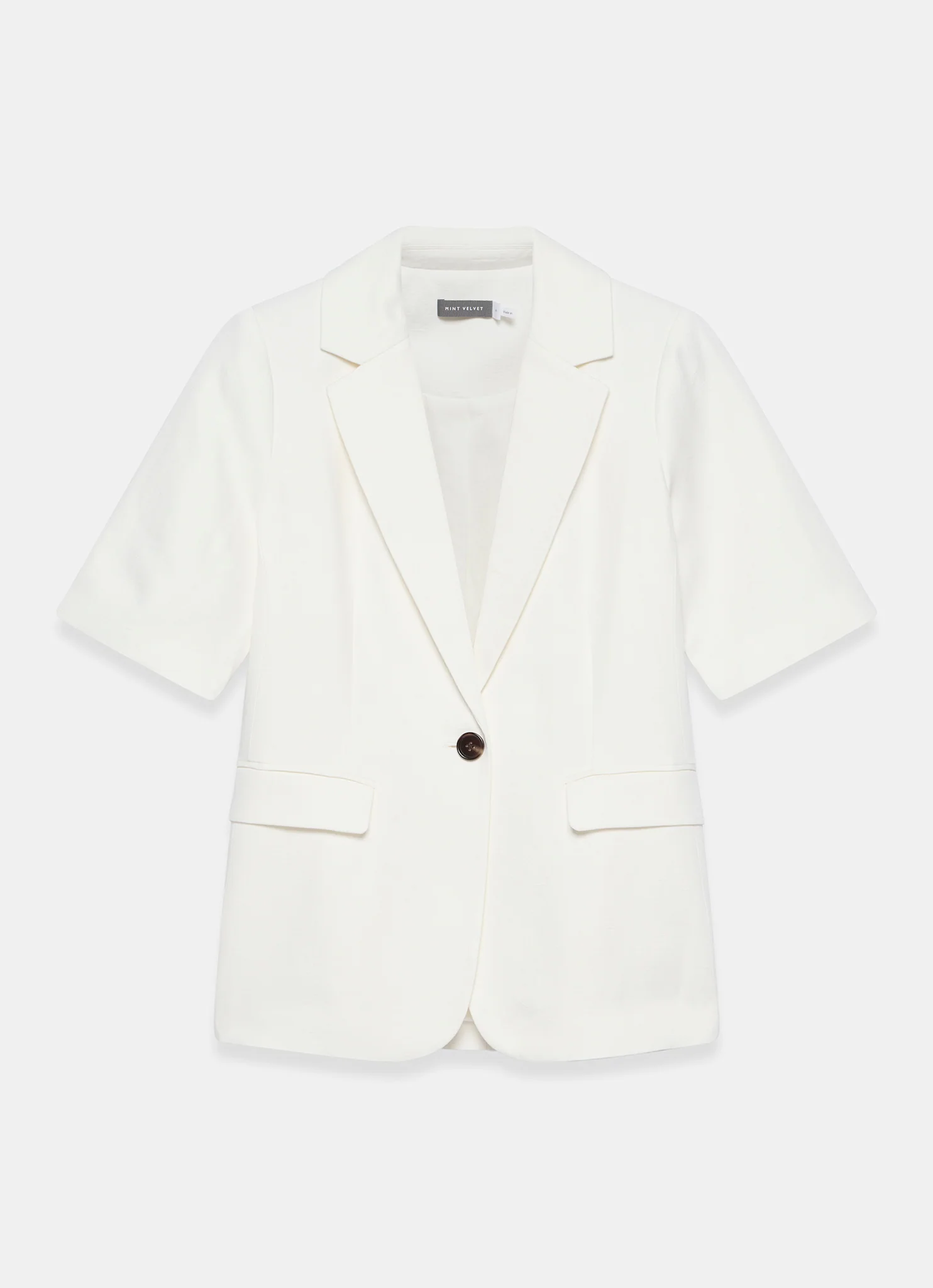 Cream Linen Blend Short Sleeve Blazer