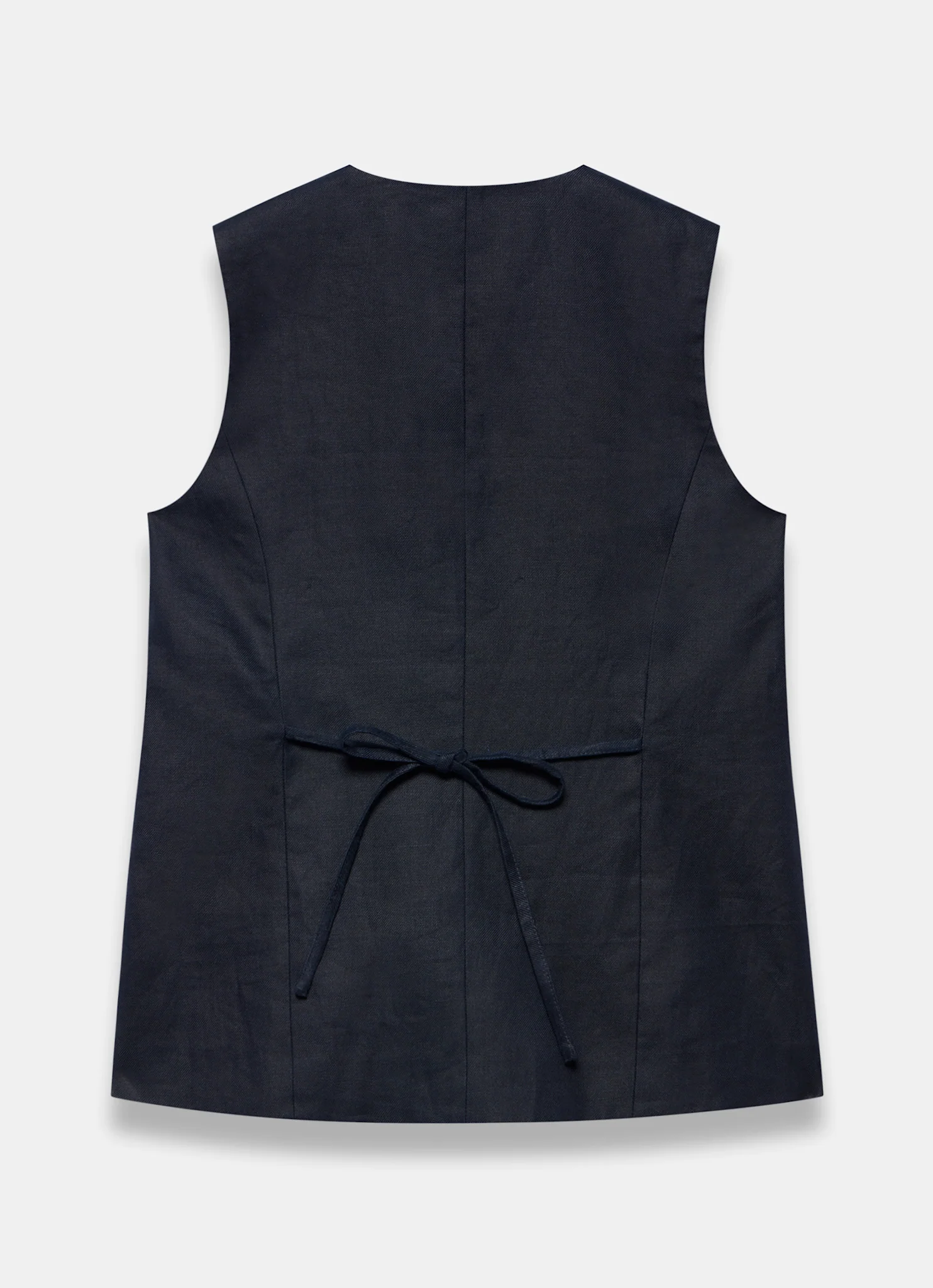Navy Ramie Longline Waistcoat