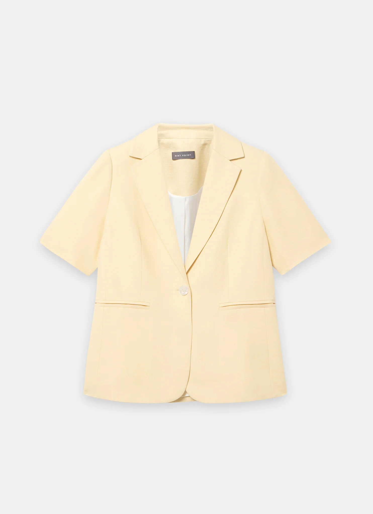Yellow Linen Blend Short Sleeve Blazer