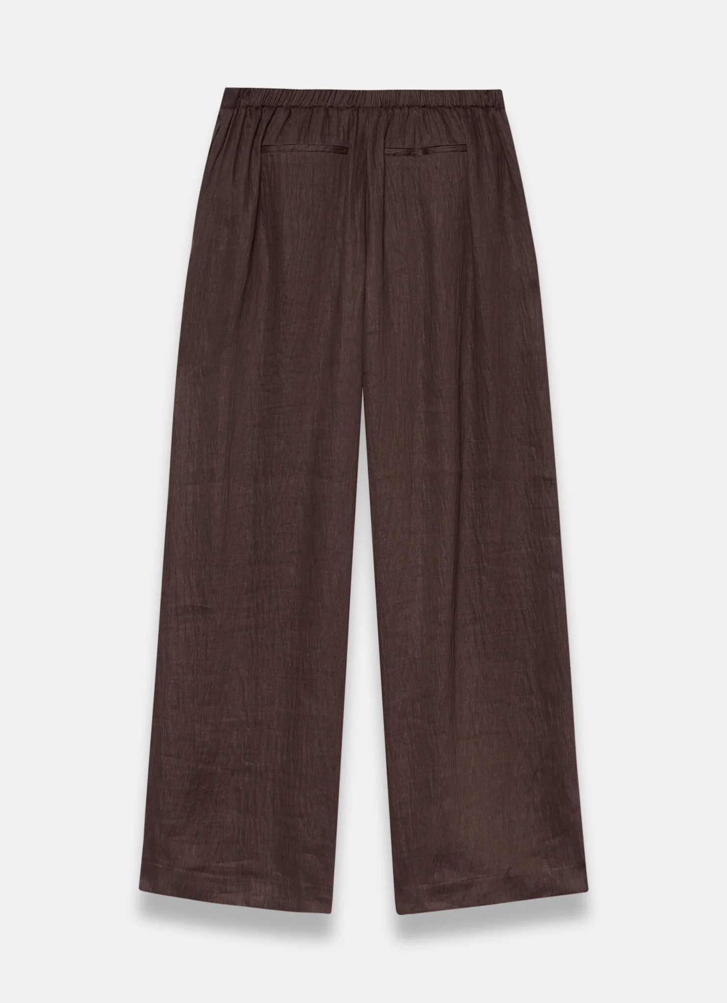 Brown Linen Blend Wide Leg Trousers