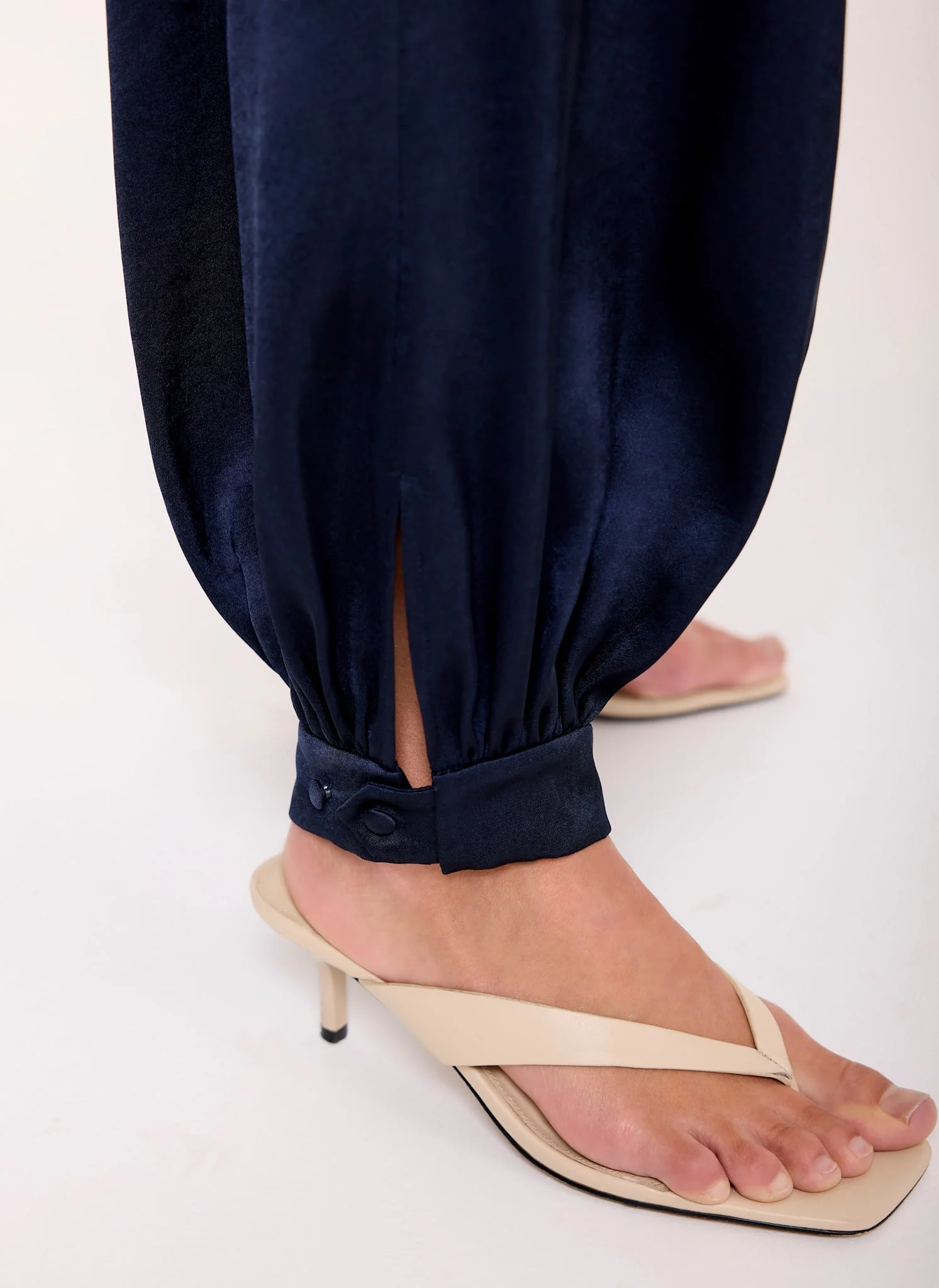 Navy Satin Balloon Trousers