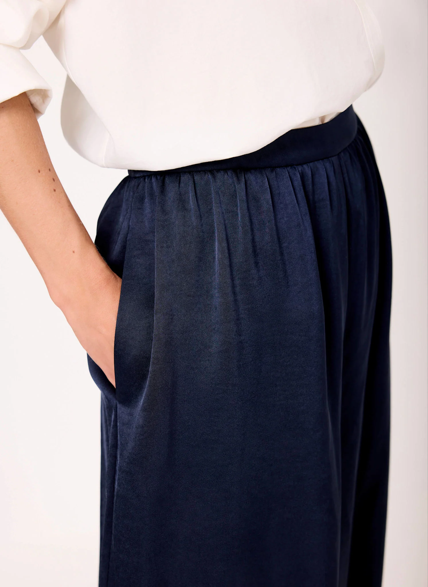 Navy Satin Balloon Trousers