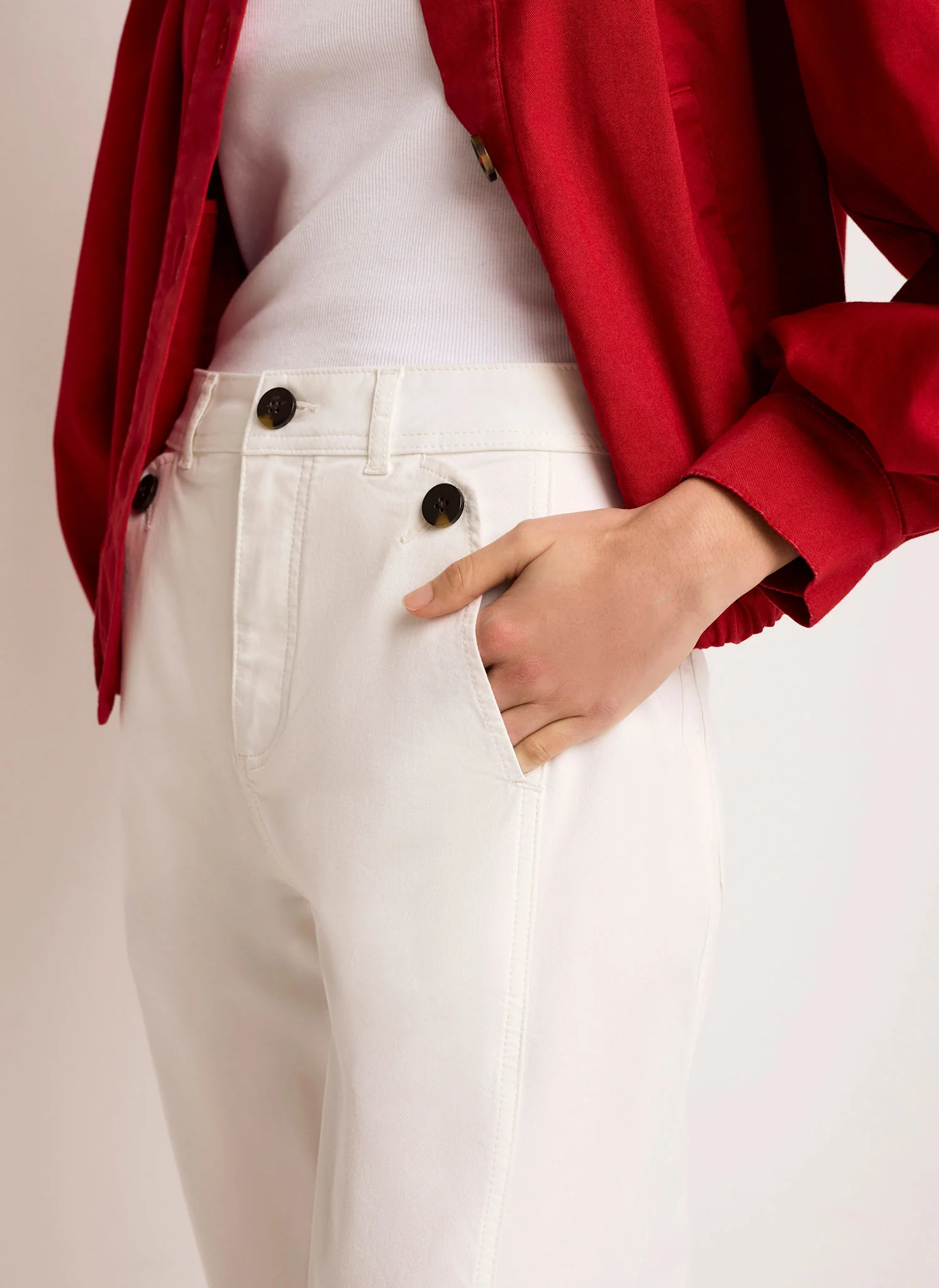 White Washed Barrel Leg Chino Trousers