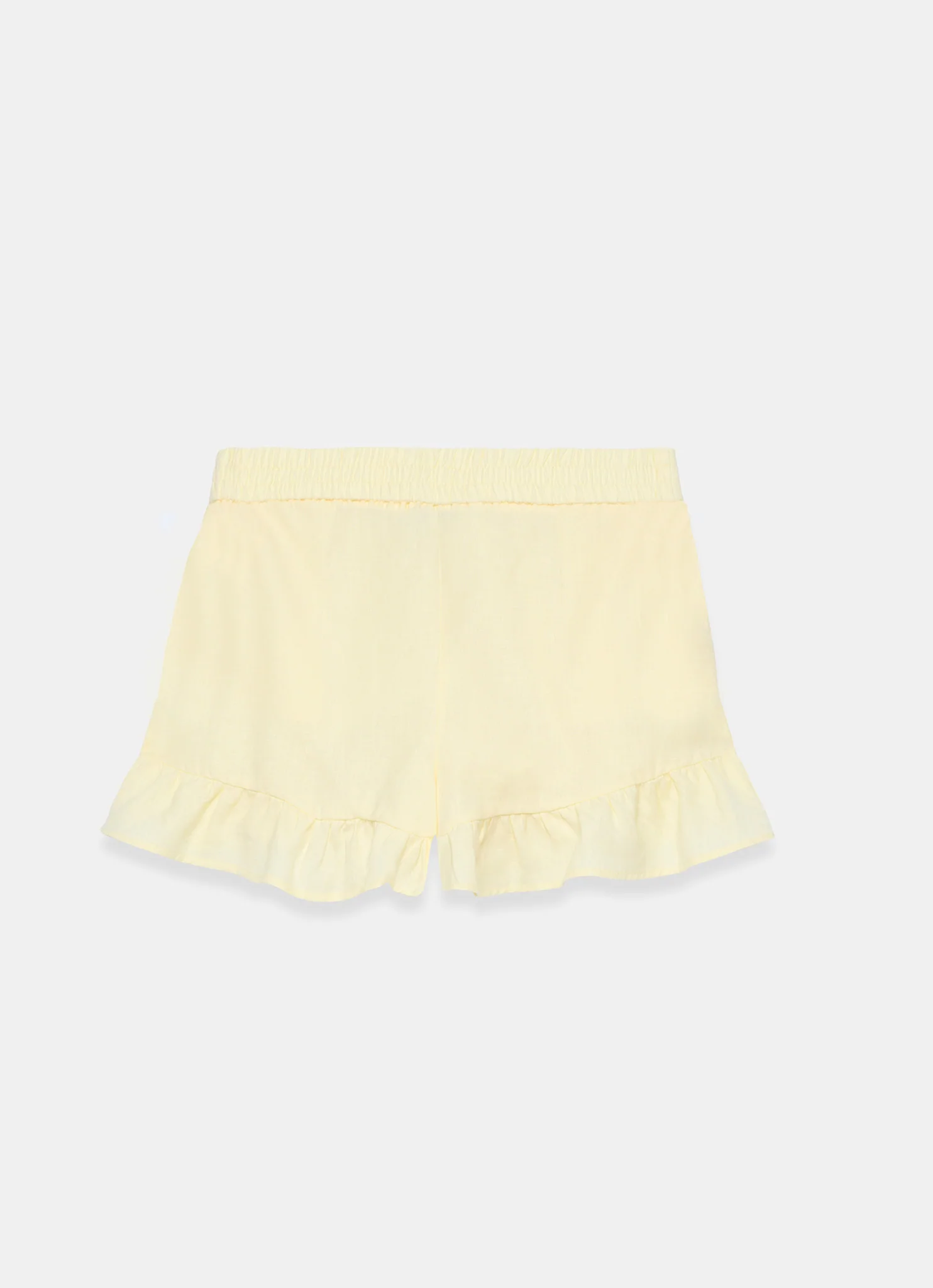 6108-yellow-linen-ruffle-trim-shorts-7.webp Yellow Linen Ruffle Trim Shorts