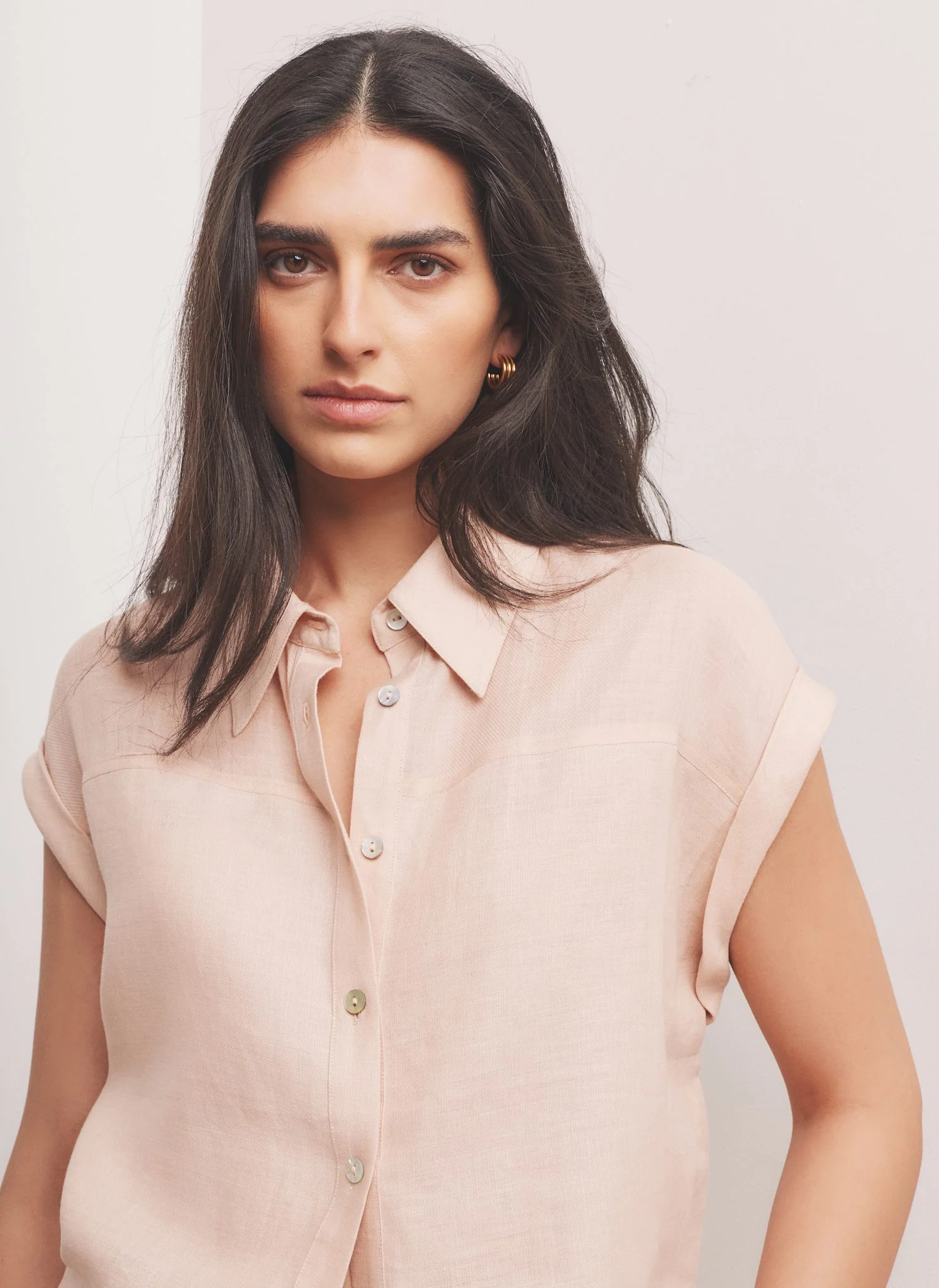 6126-pink-linen-blend-sheer-panel-shirt-4.webp Pink Linen Blend Sheer Panel Shirt