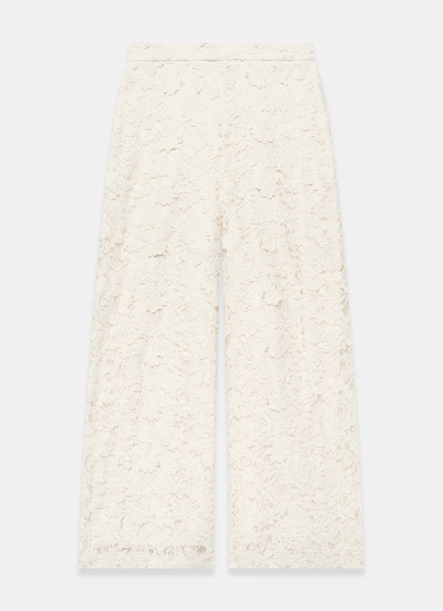 Cream Lace Wide Leg Trousers