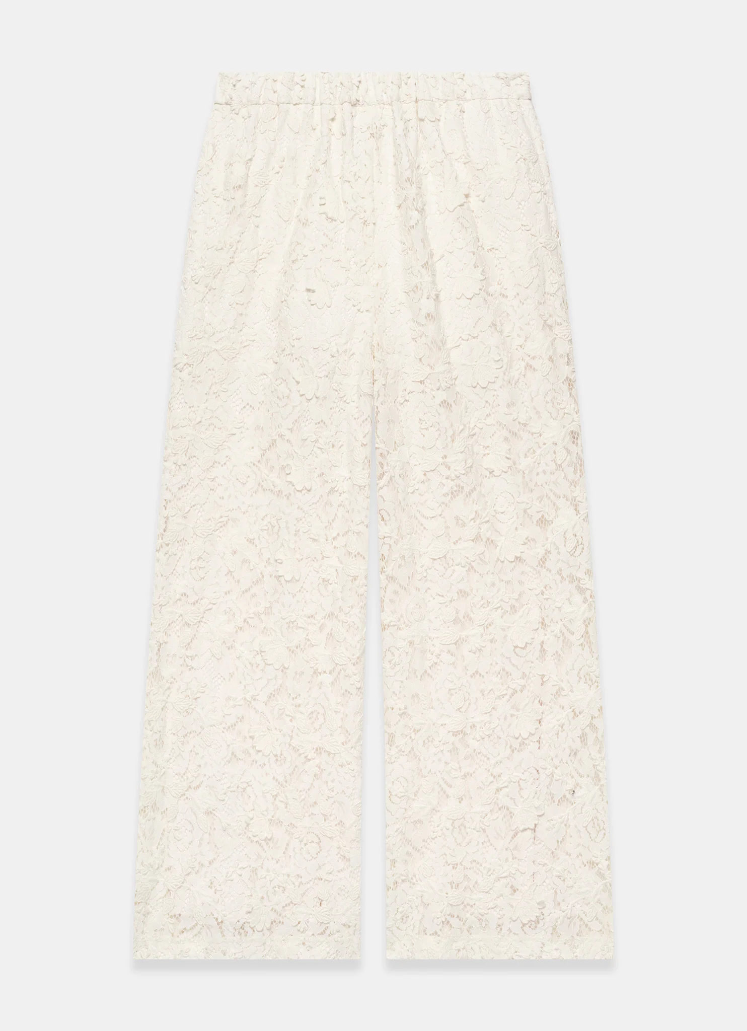 Cream Lace Wide Leg Trousers