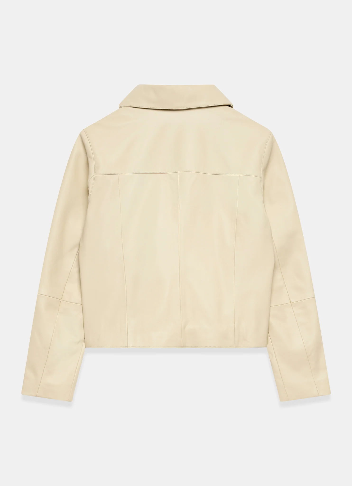 Butter Yellow Leather Scallop Detail Jacket