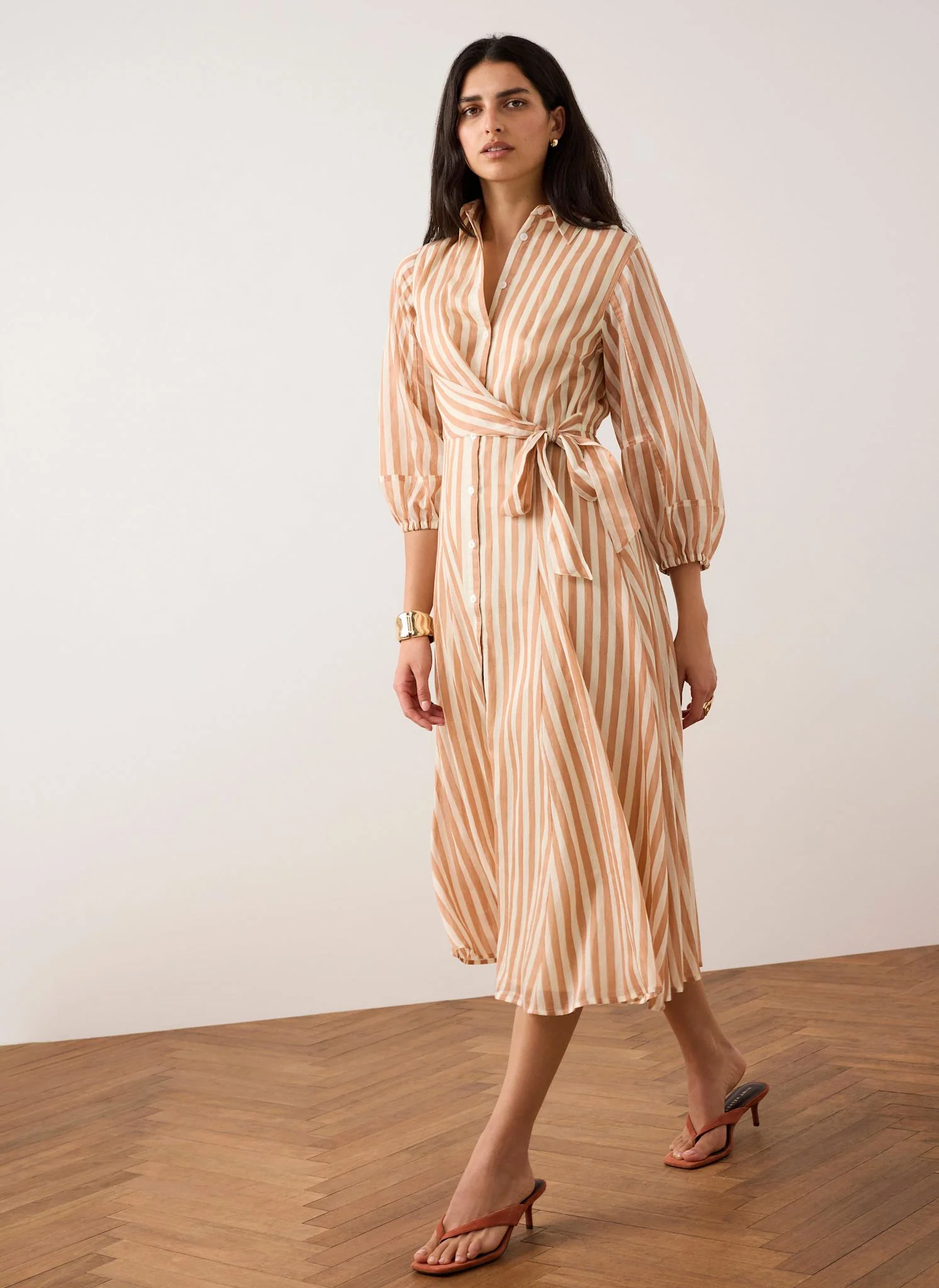6264-orange-stripe-wrap-midi-shirt-dress-1.webp Orange Stripe Wrap Midi Shirt Dress