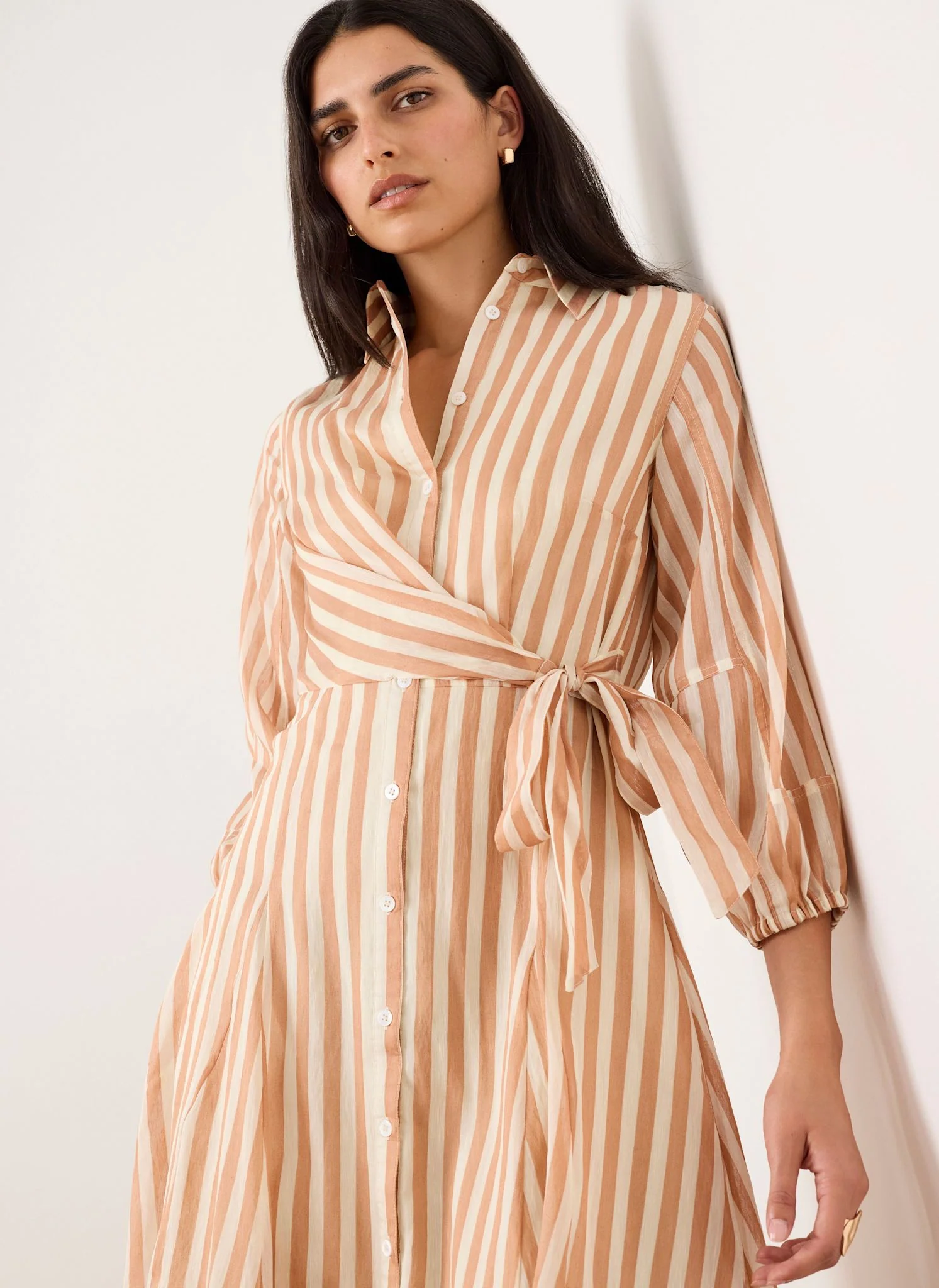6264-orange-stripe-wrap-midi-shirt-dress-3.webp Orange Stripe Wrap Midi Shirt Dress