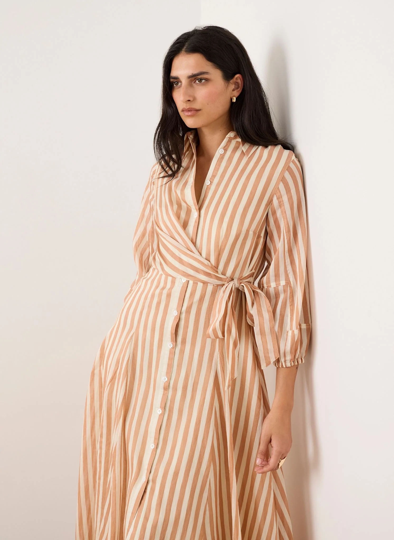 6264-orange-stripe-wrap-midi-shirt-dress-6.webp Orange Stripe Wrap Midi Shirt Dress