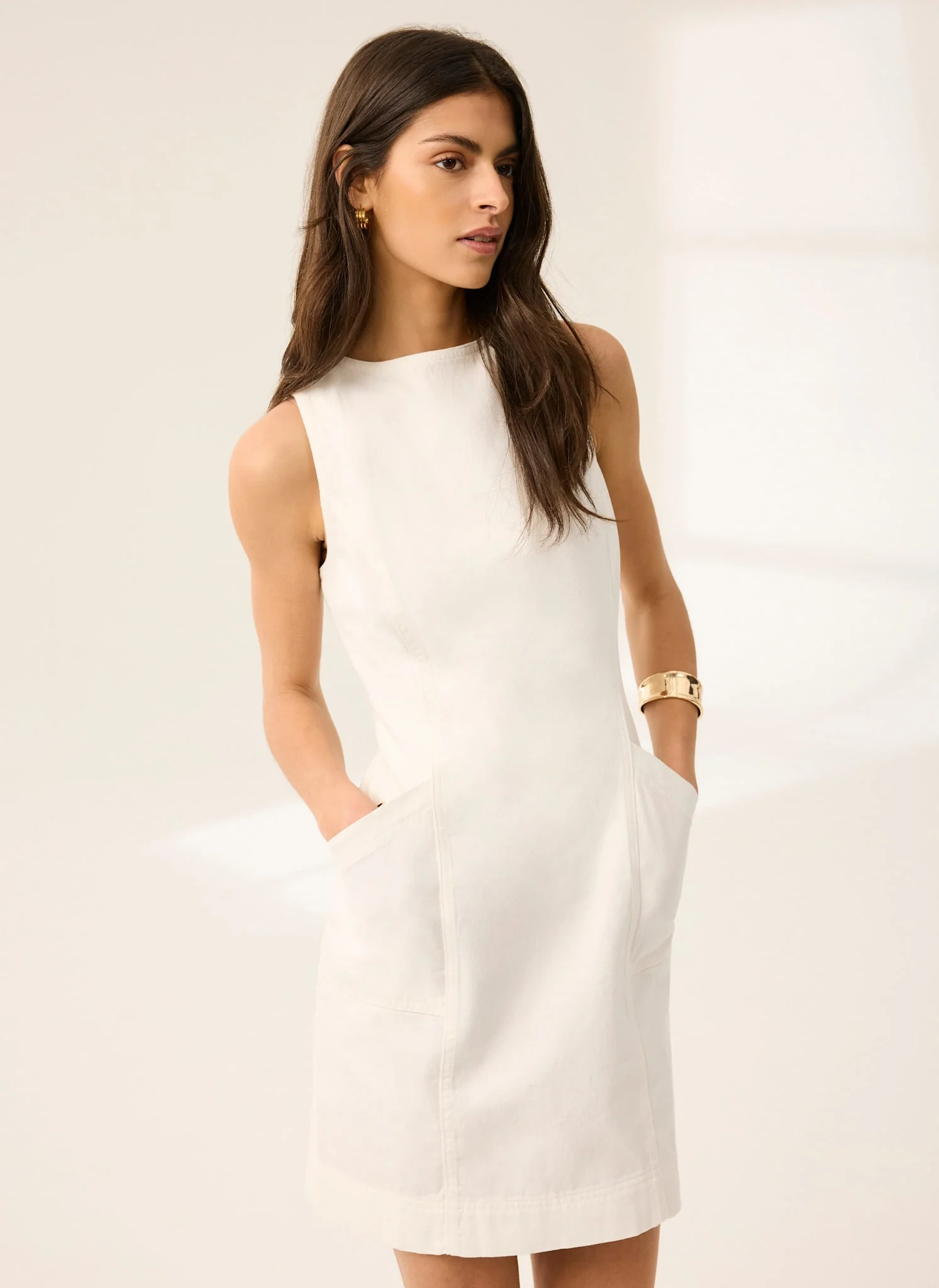 White Denim Mini Dress