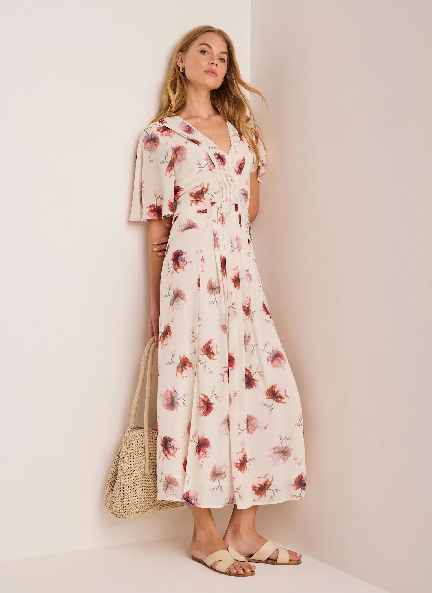 6294-cream-floral-print-midi-dress-2.webp Cream Floral Print Midi Dress
