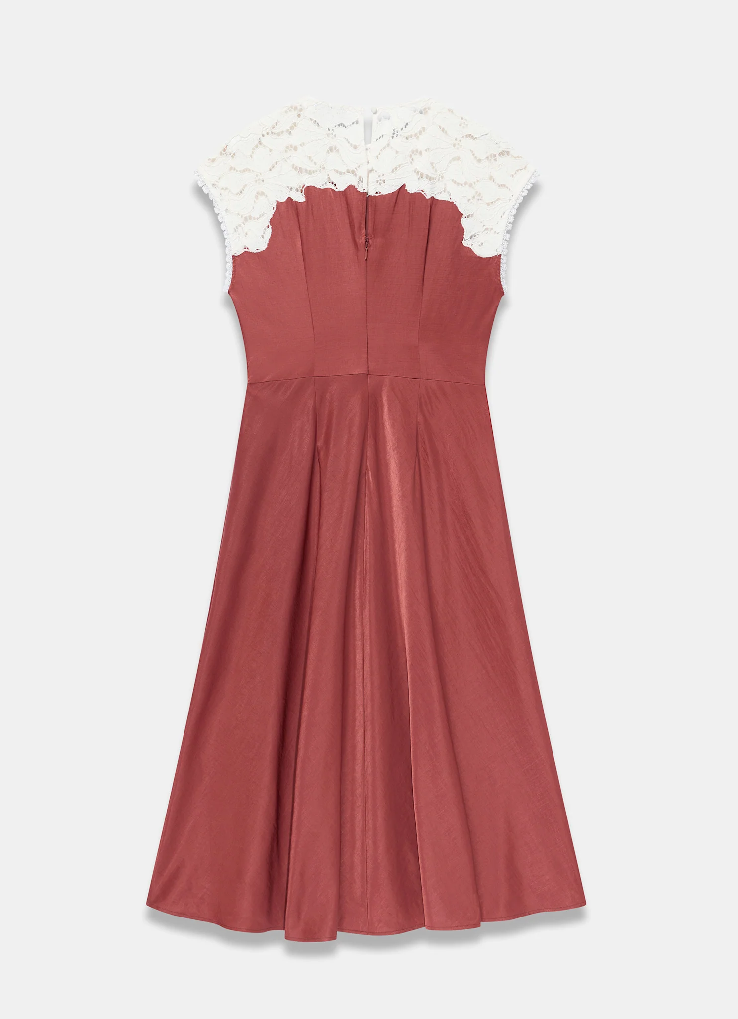 Rust Red Lace Detail Midi Dress