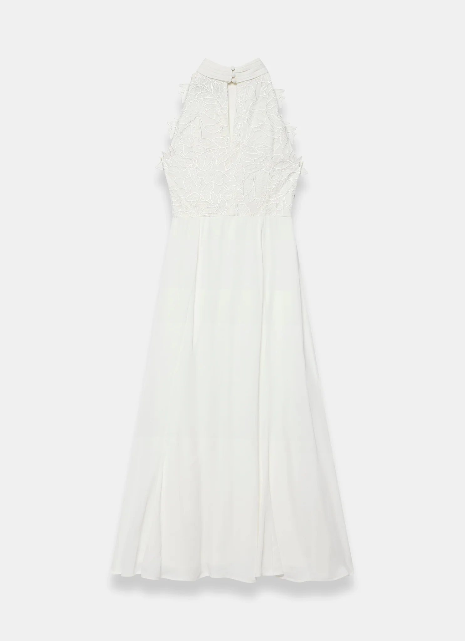 White Floral Textured Maxi Dress