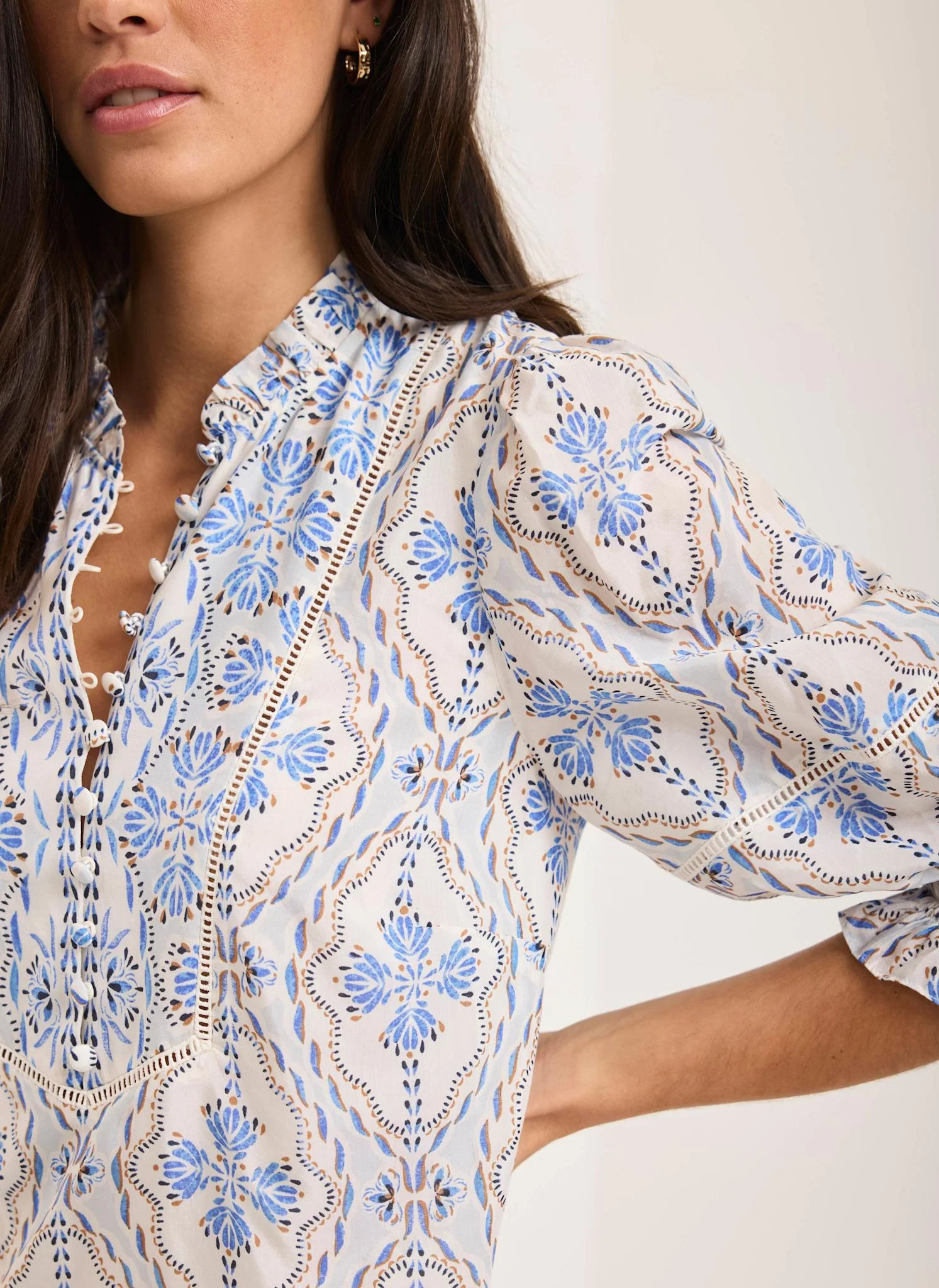 Blue Floral Print Mini Dress