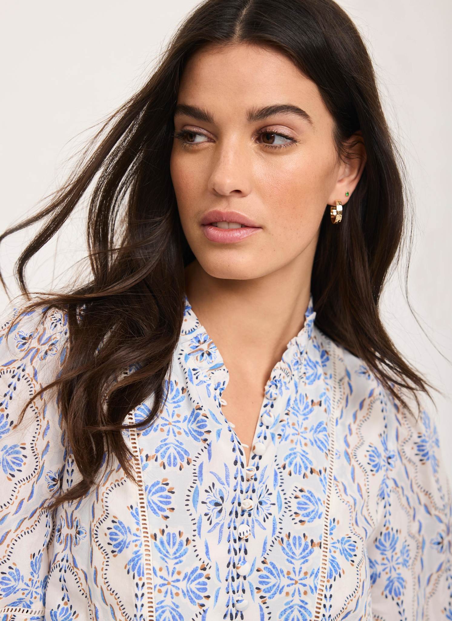 Blue Floral Print Mini Dress