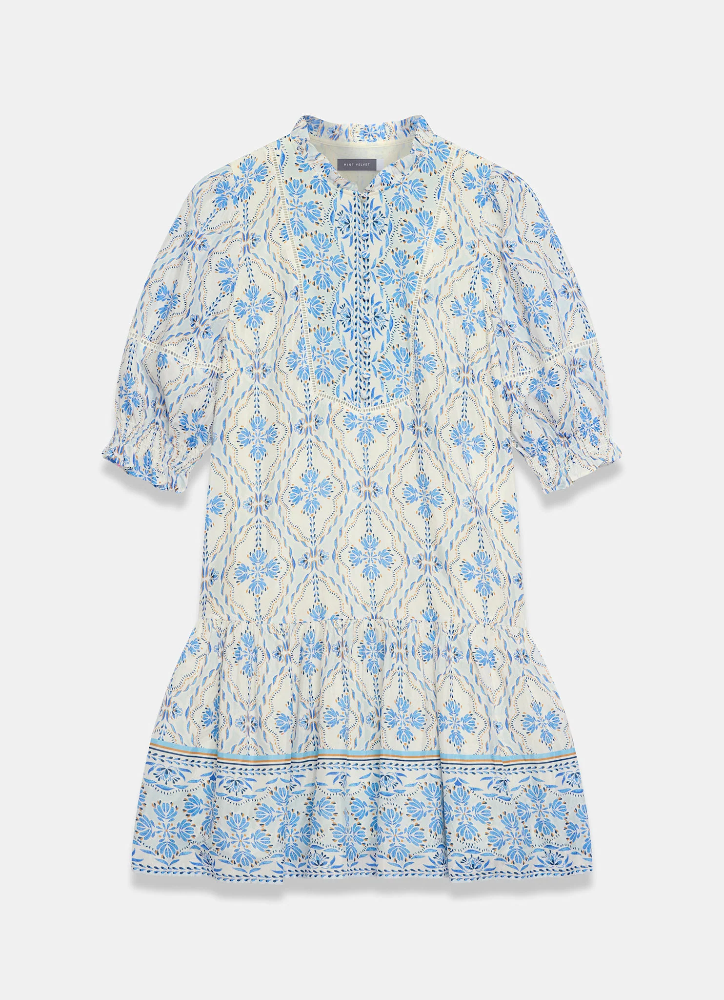 Blue Floral Print Mini Dress
