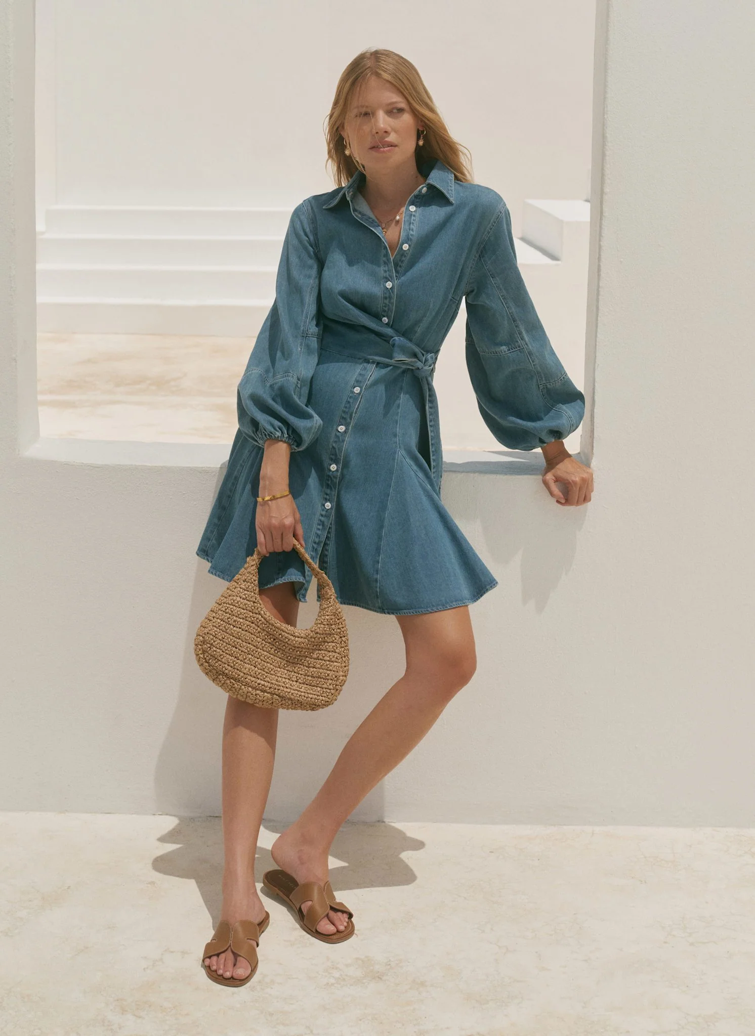 6324-mid-indigo-denim-long-sleeve-mini-shirt-dress-1.webp Mid Indigo Denim Long Sleeve Mini Shirt Dress