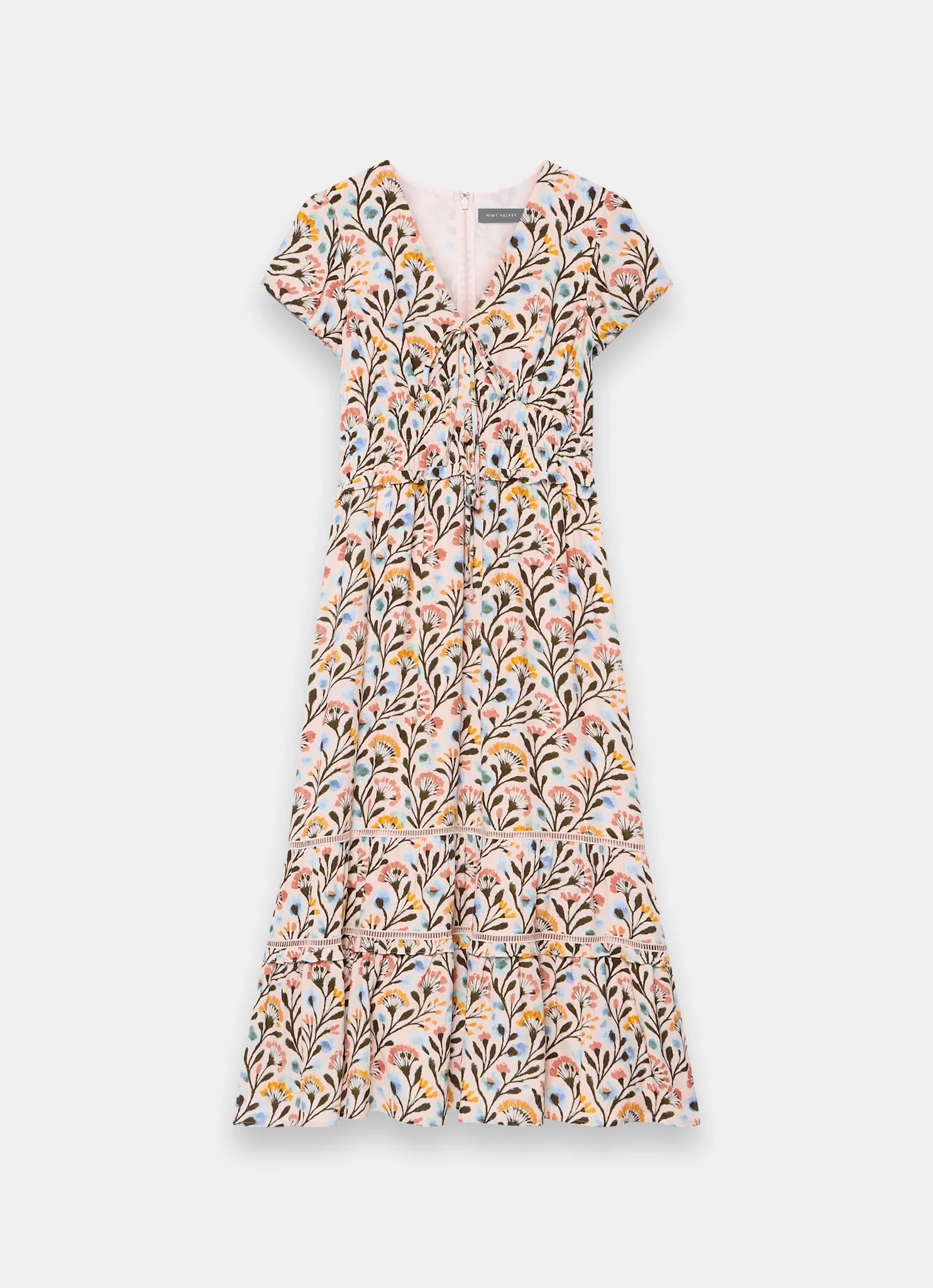Orange Floral Print Midi Dress