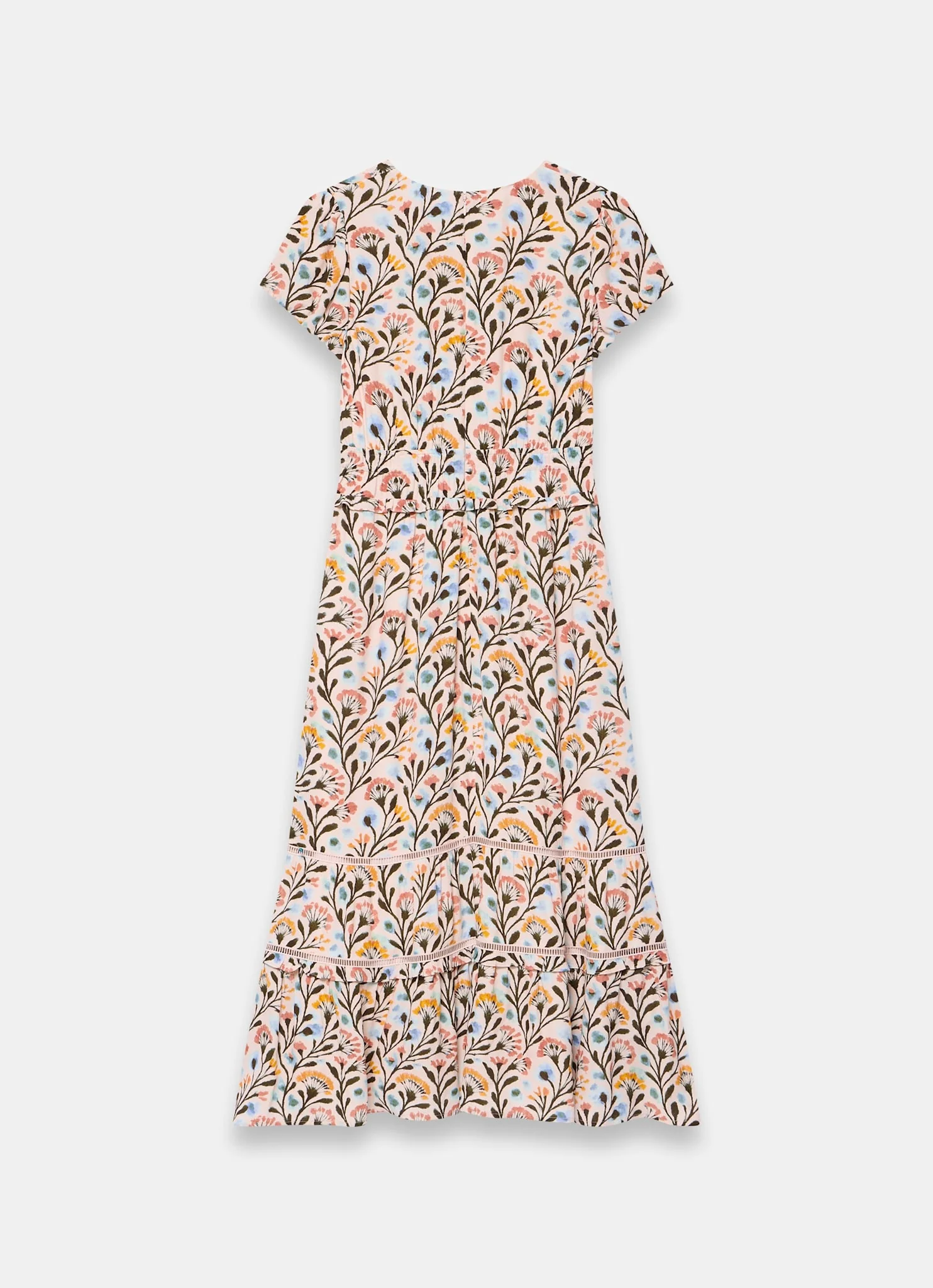 Orange Floral Print Midi Dress