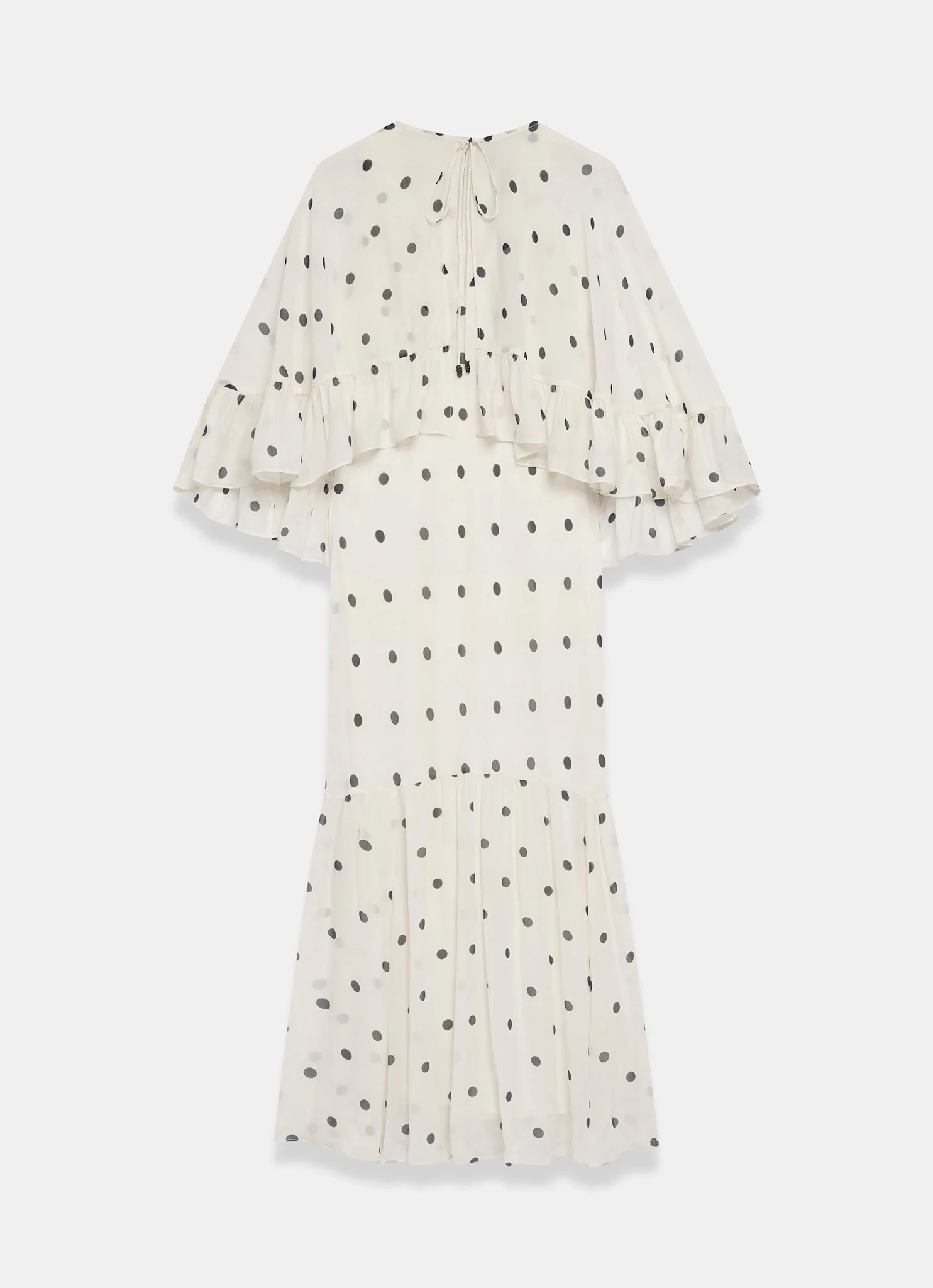 Cream Polka Dot Print Cape Maxi Dress