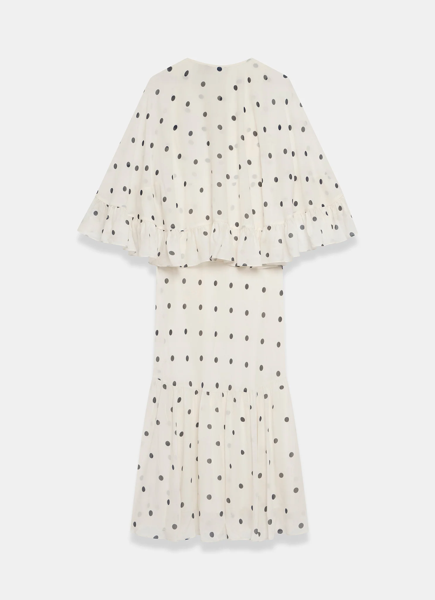Cream Polka Dot Print Cape Maxi Dress