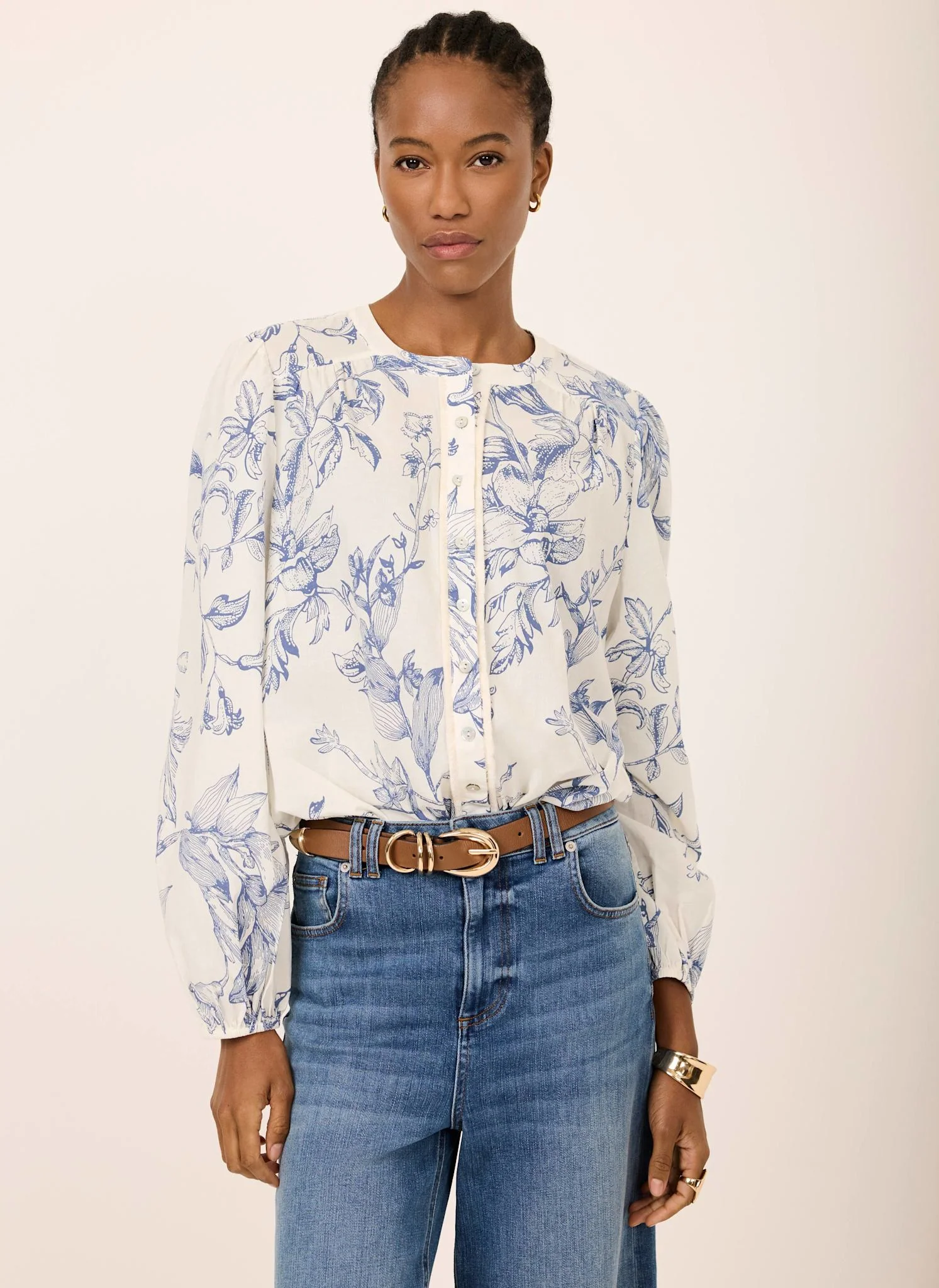 6368-blue-cotton-floral-print-blouse-5.webp Blue Cotton Floral Print Blouse
