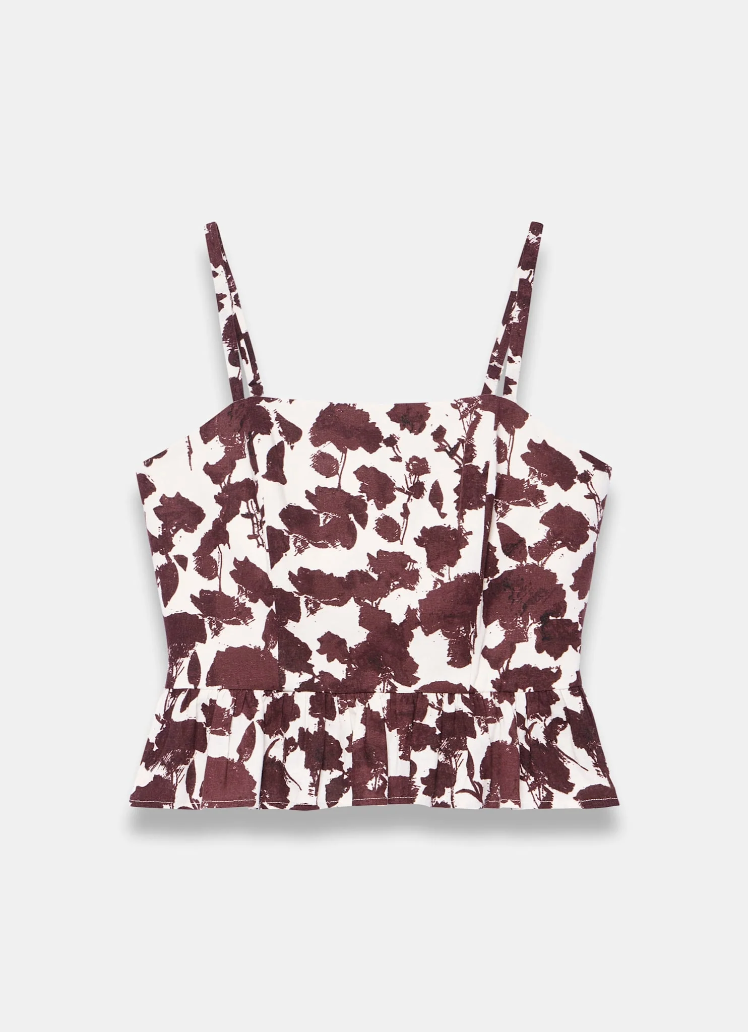 6374-brown-linen-blend-floral-print-top-7.webp Brown Linen Blend Floral Print Top