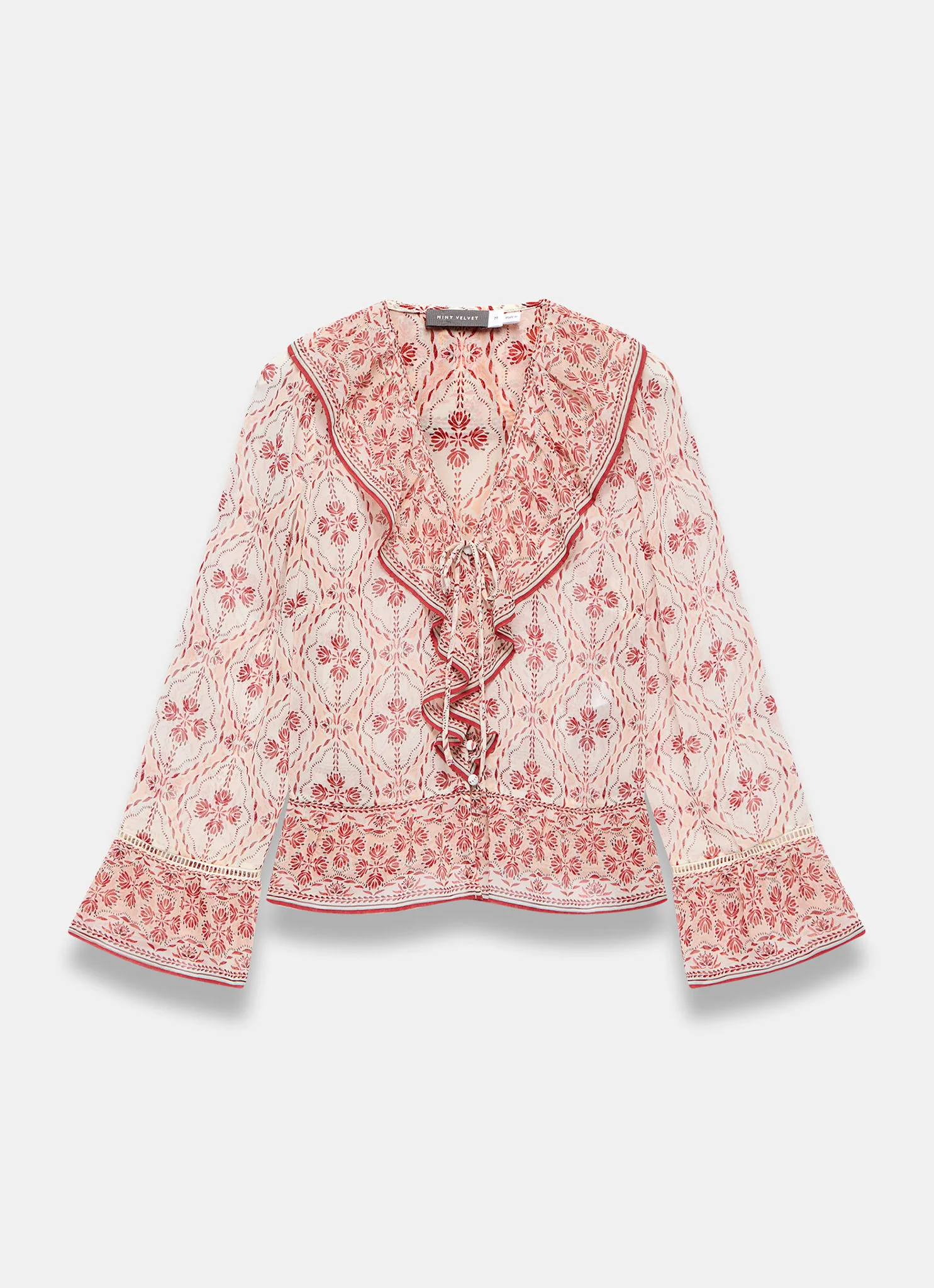 6394-pink-geo-print-ruffle-blouse-7.webp Pink Geo Print Ruffle Blouse