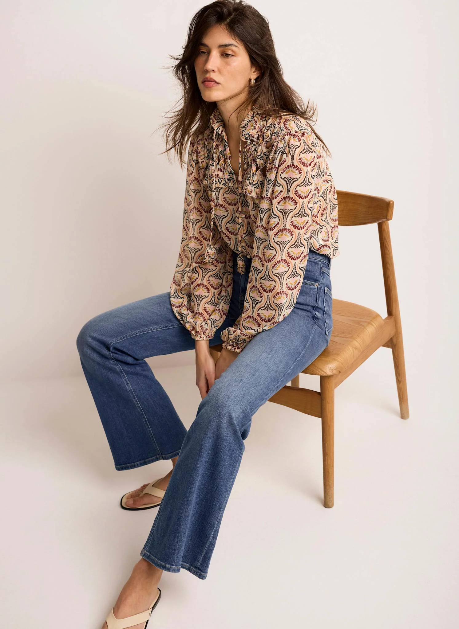 Brown Floral Print Blouse
