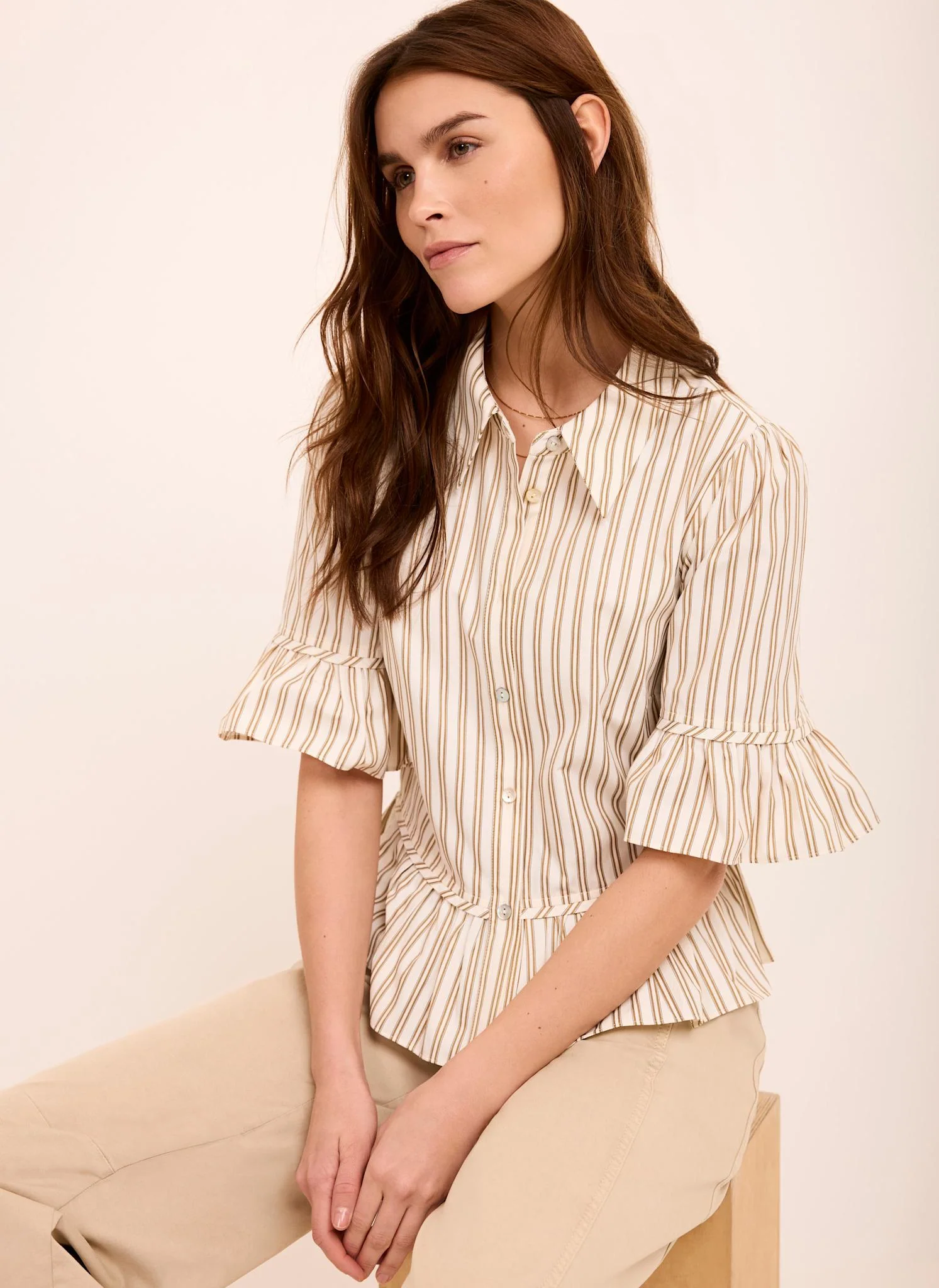 6406-neutral-striped-ruffle-trim-shirt-2.webp Neutral Striped Ruffle Trim Shirt