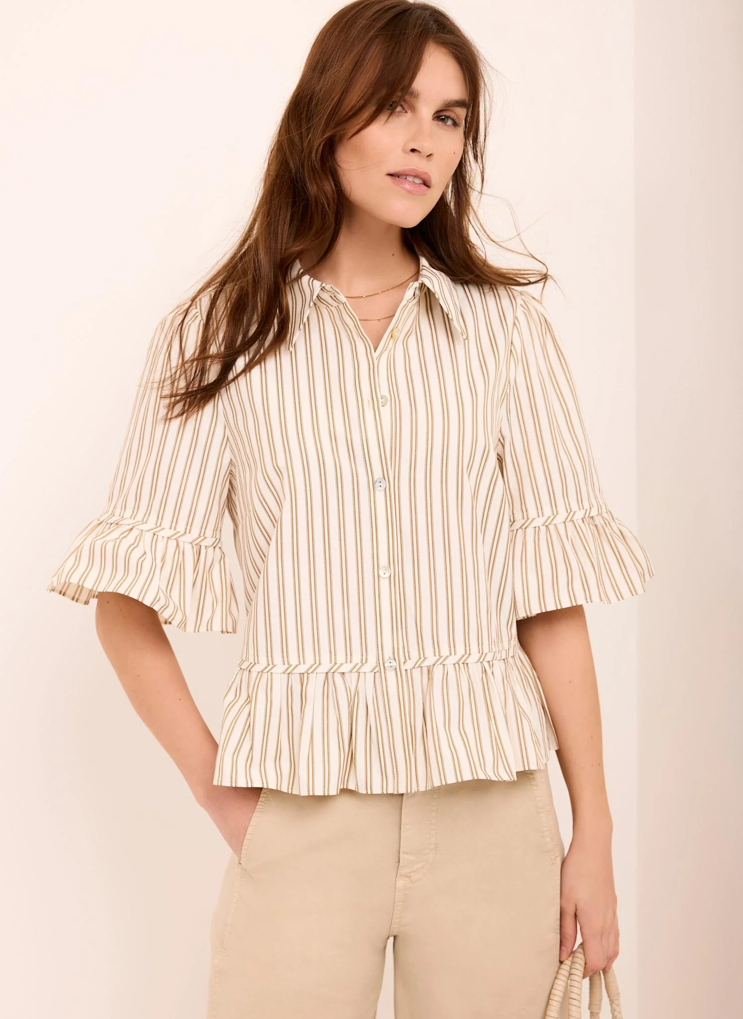 6406-neutral-striped-ruffle-trim-shirt-5.webp Neutral Striped Ruffle Trim Shirt