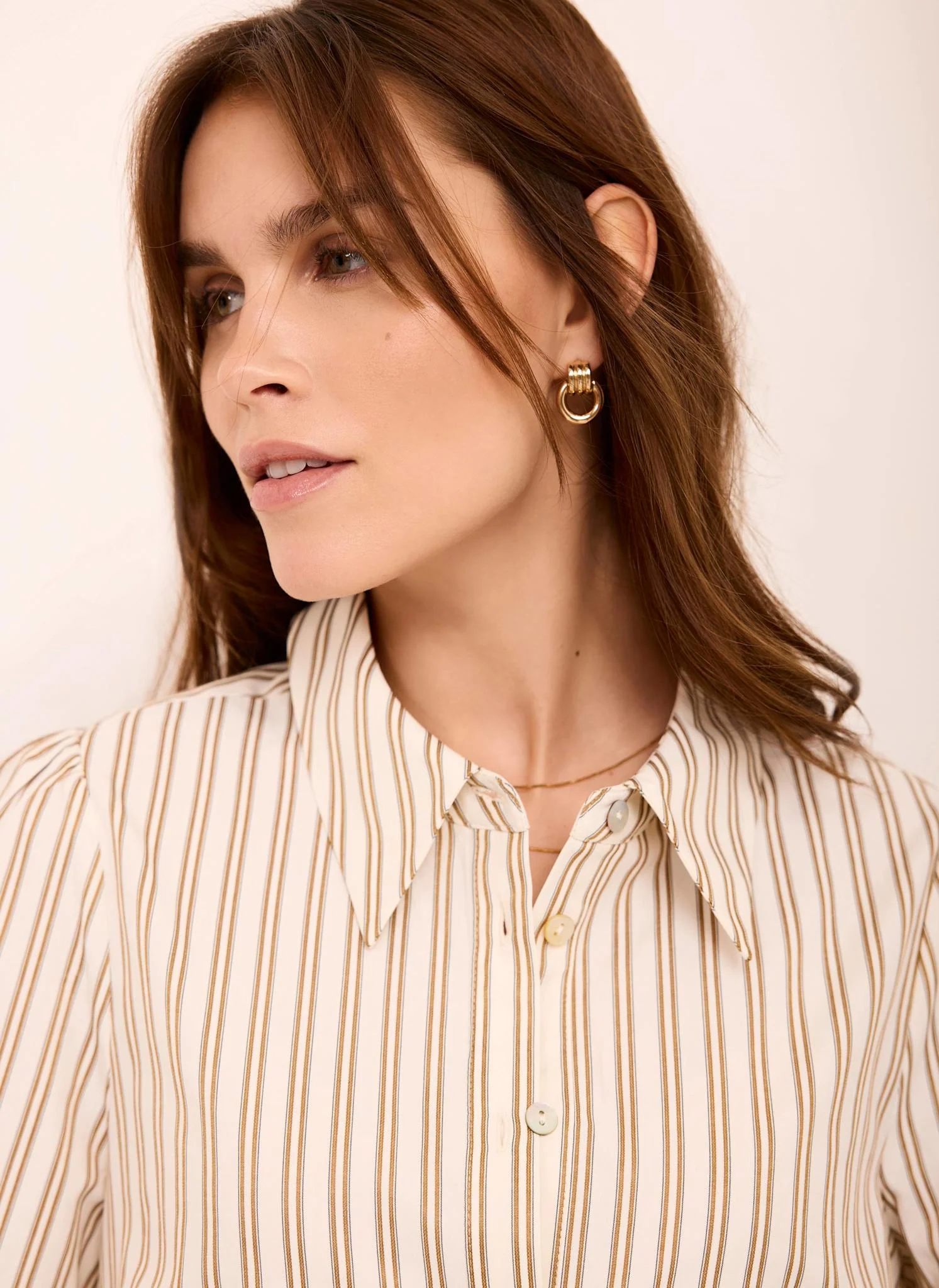 6406-neutral-striped-ruffle-trim-shirt-6.webp Neutral Striped Ruffle Trim Shirt