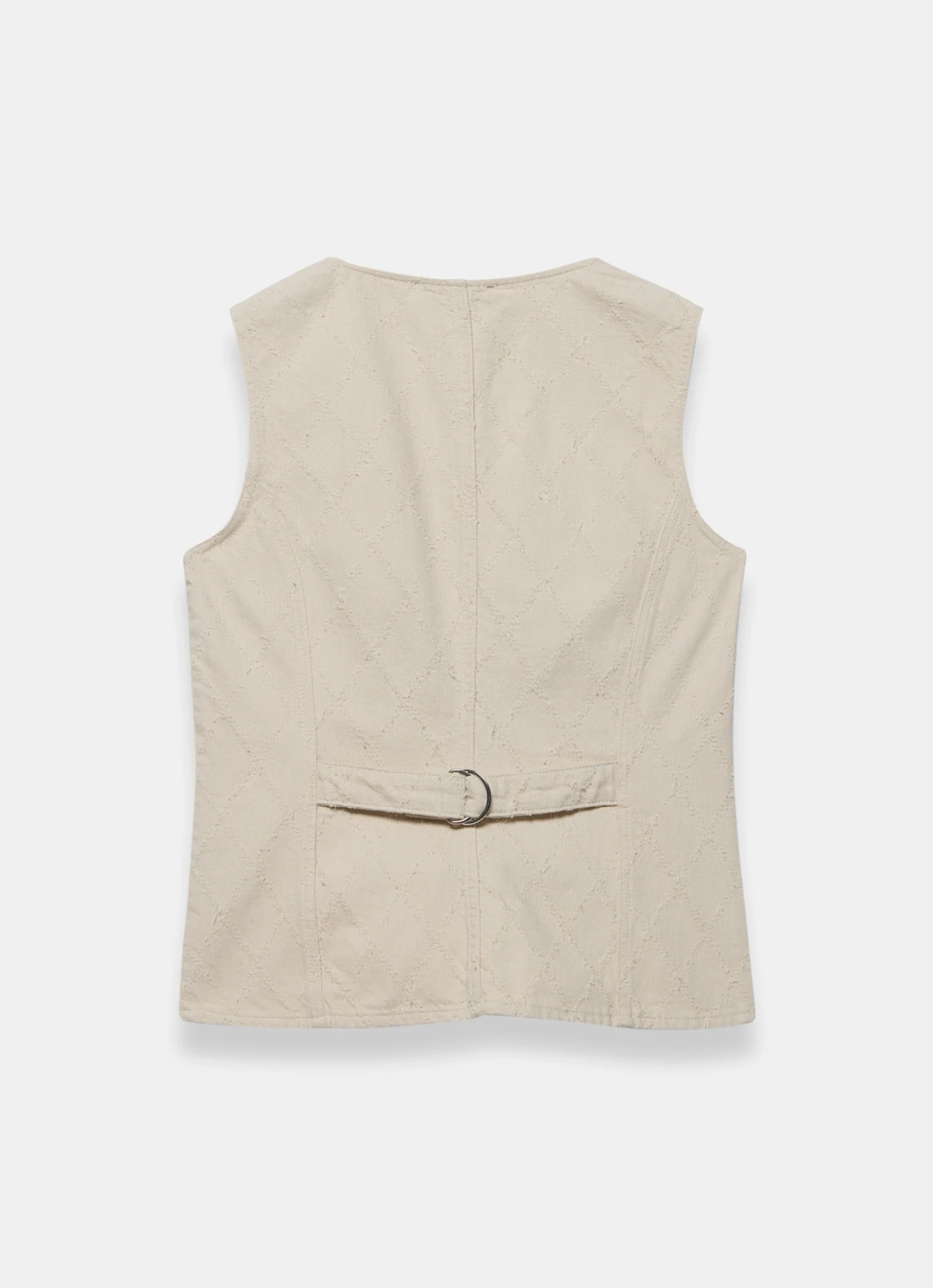 Cream Denim Diamond Textured Waistcoat