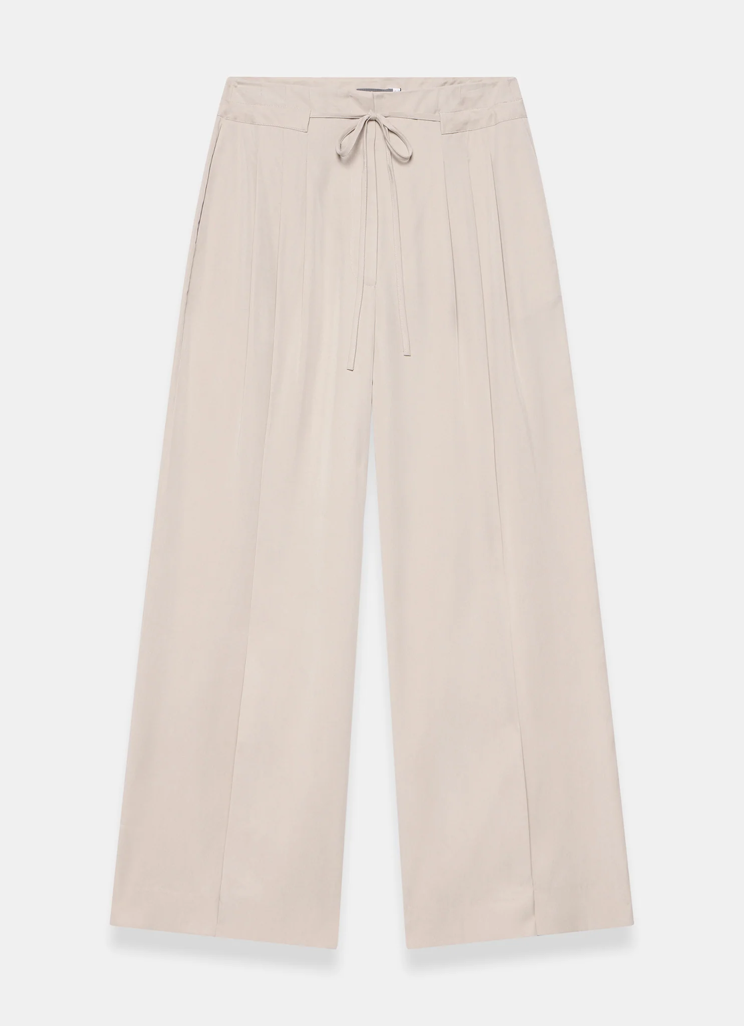 Neutral Tie Waist Wide Trousers