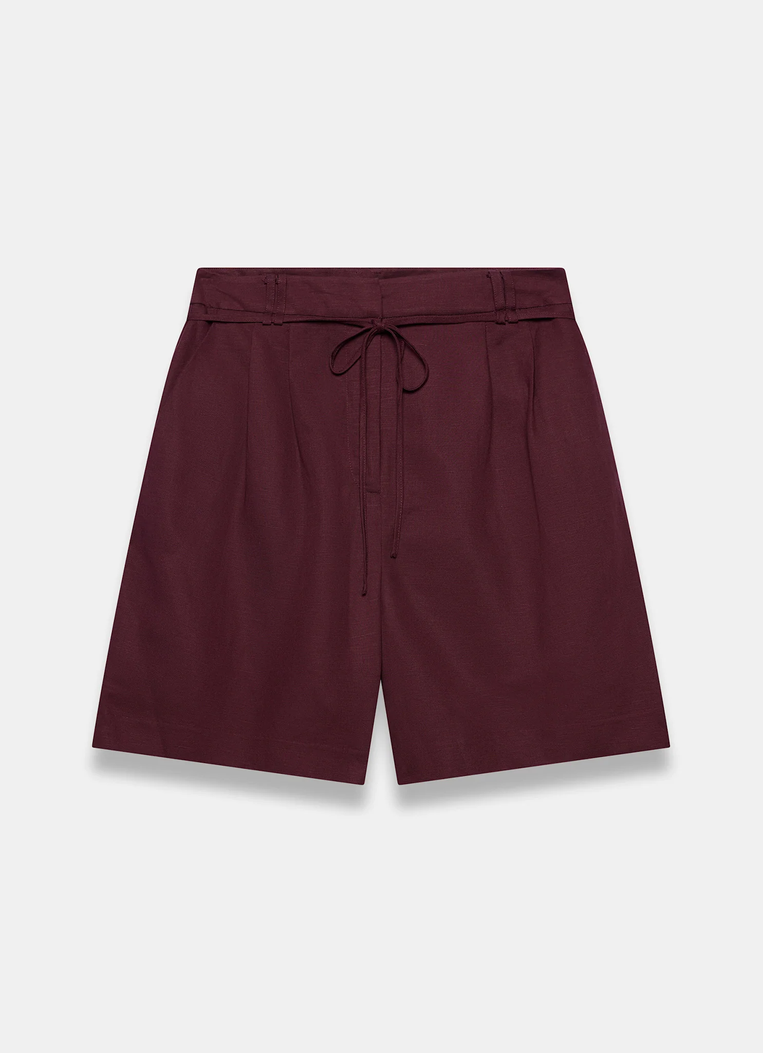 Burgundy Linen Blend Shorts