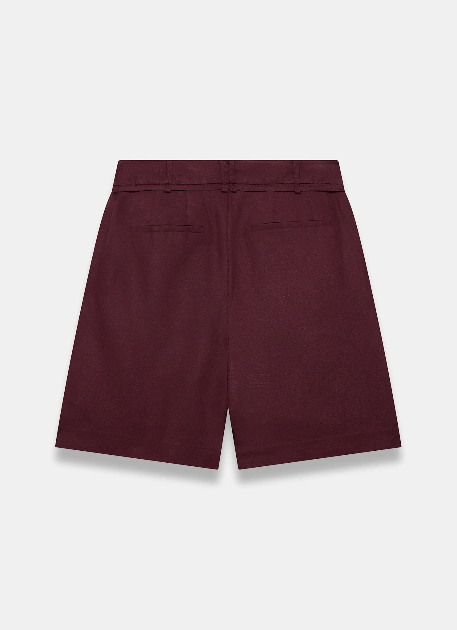 Burgundy Linen Blend Shorts