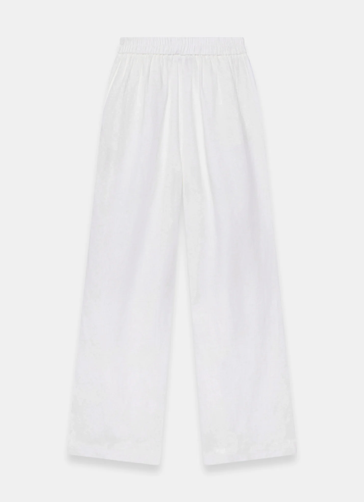 White Linen Scallop Trim Trousers