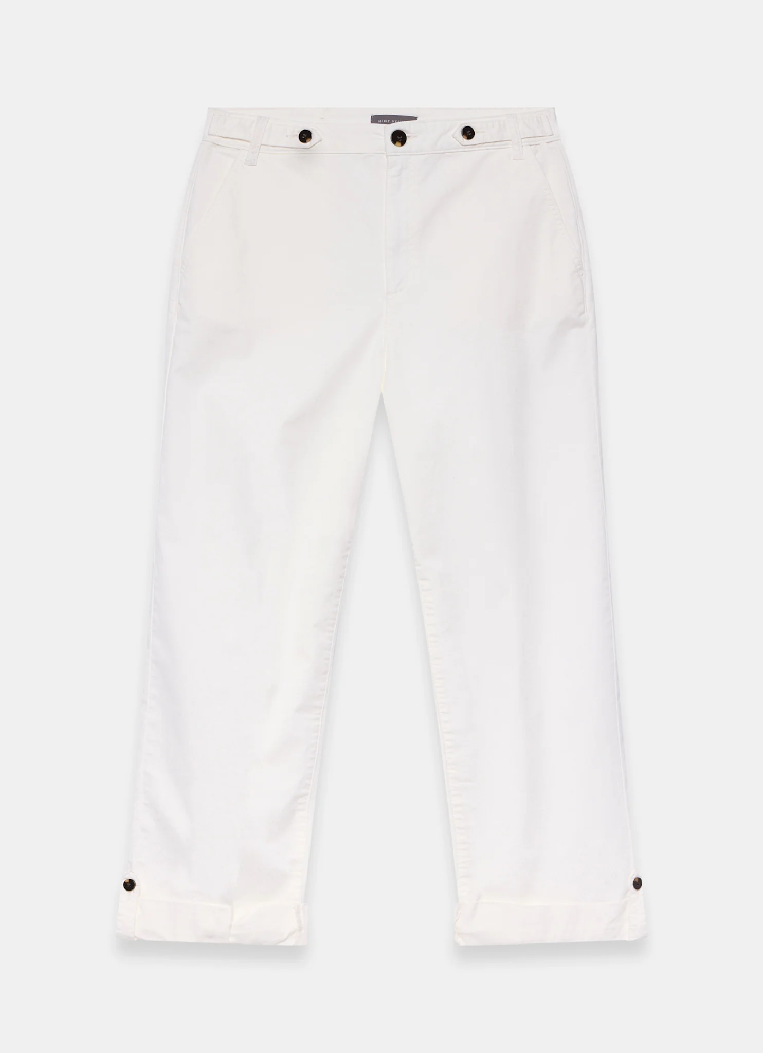 White Cropped Wide Leg Chino Trousers