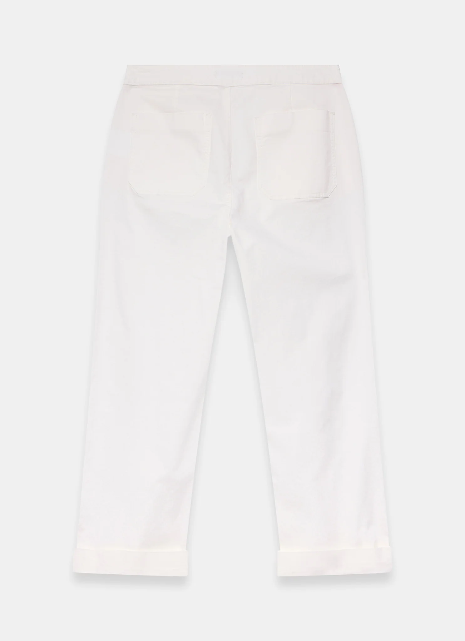 White Cropped Wide Leg Chino Trousers