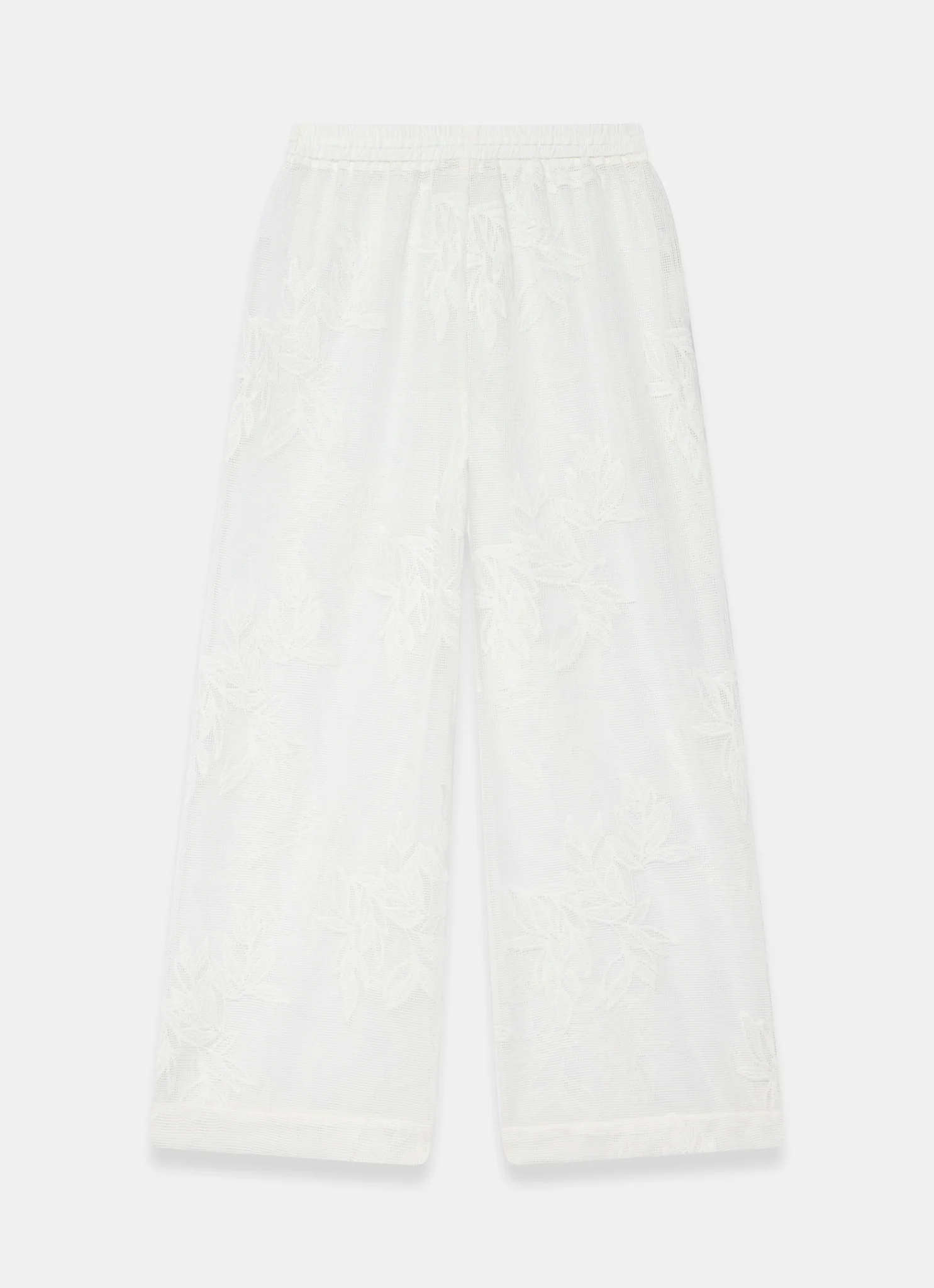 White Floral Detail Mesh Trousers